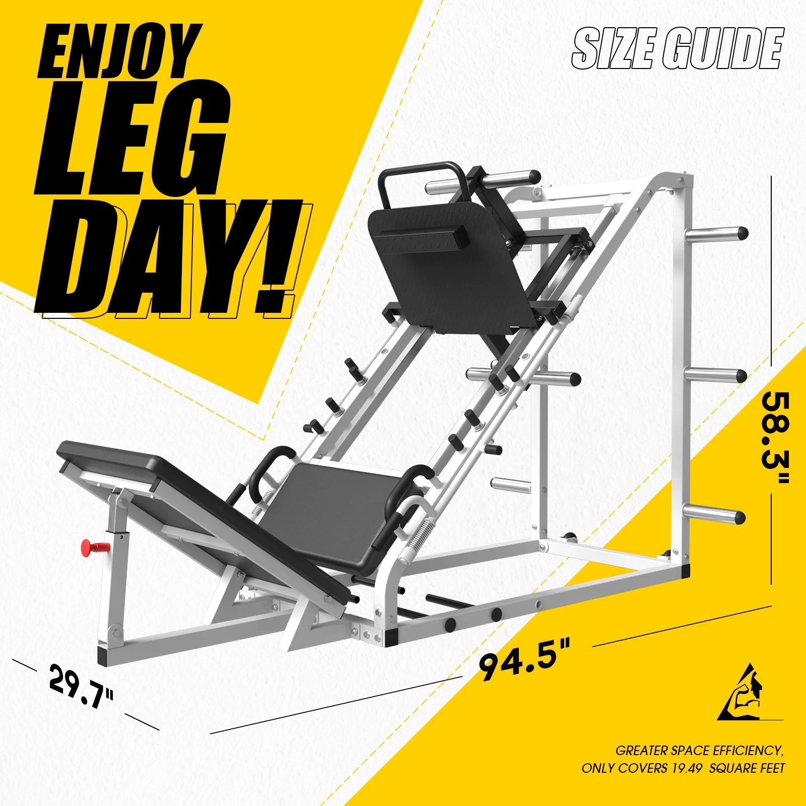 syedee Leg Press Machine with Calf Block, 1500LBS Weight Capacity Adjustable Leg Machine with Resistance Band Pegs and Plate Storages, Workout Equipment for Strength Training - Womvr