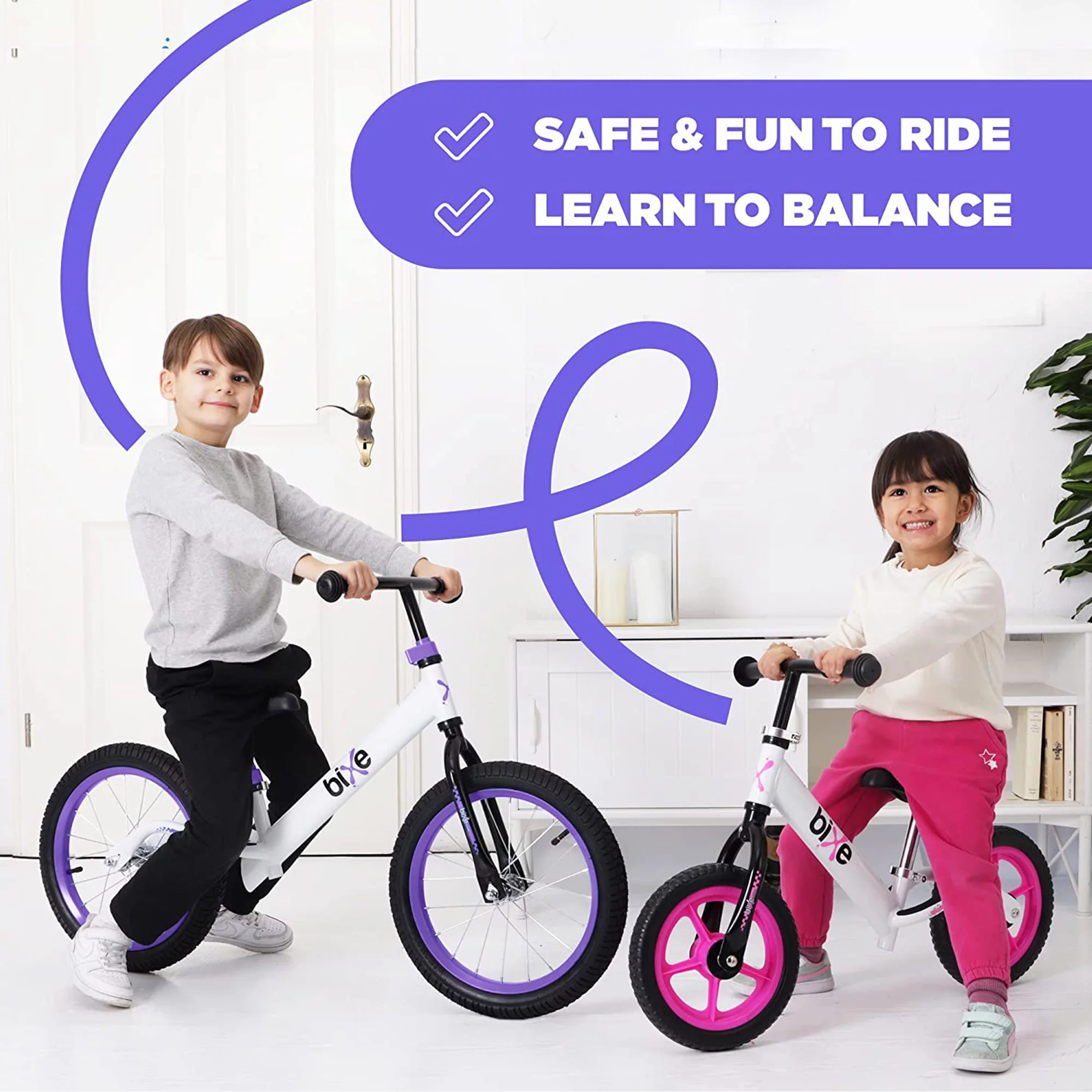 Bixe Aluminum Kids Balance Bike Lightweight 16” No-Pedal Training Bike, Purple - Womvr