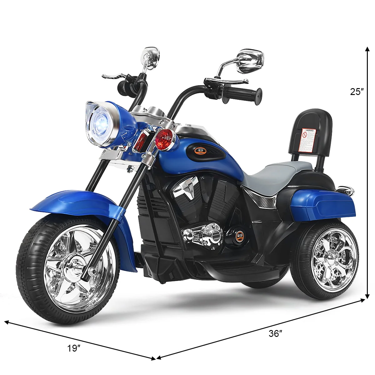 Costway 3 Wheel Kids Ride On Motorcycle 6V Battery Powered Electric Toy White - Womvr