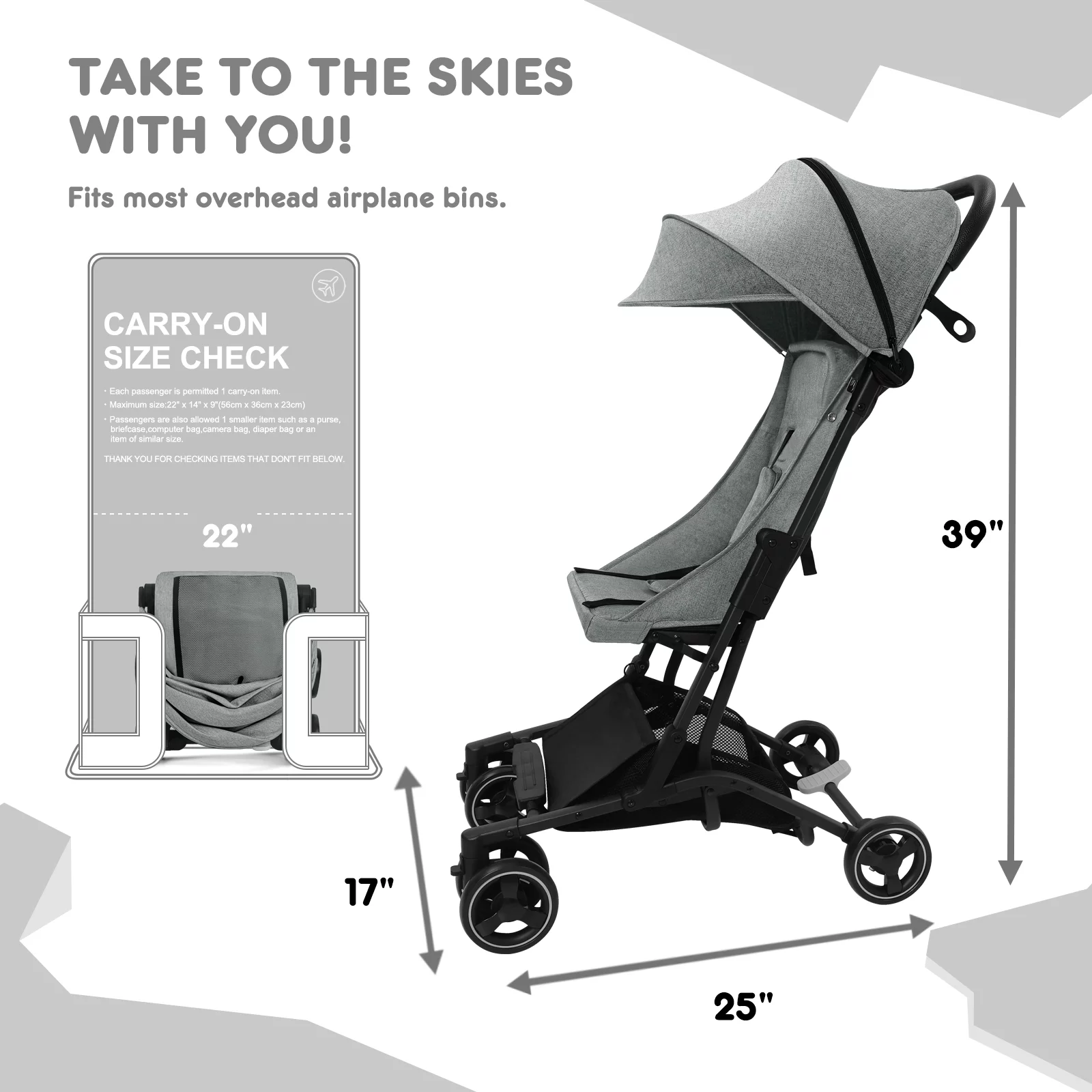 HARPPA Lightweight Travel Stroller, Compact Umbrella Stroller for Babies, Easy Folding, Black - Womvr
