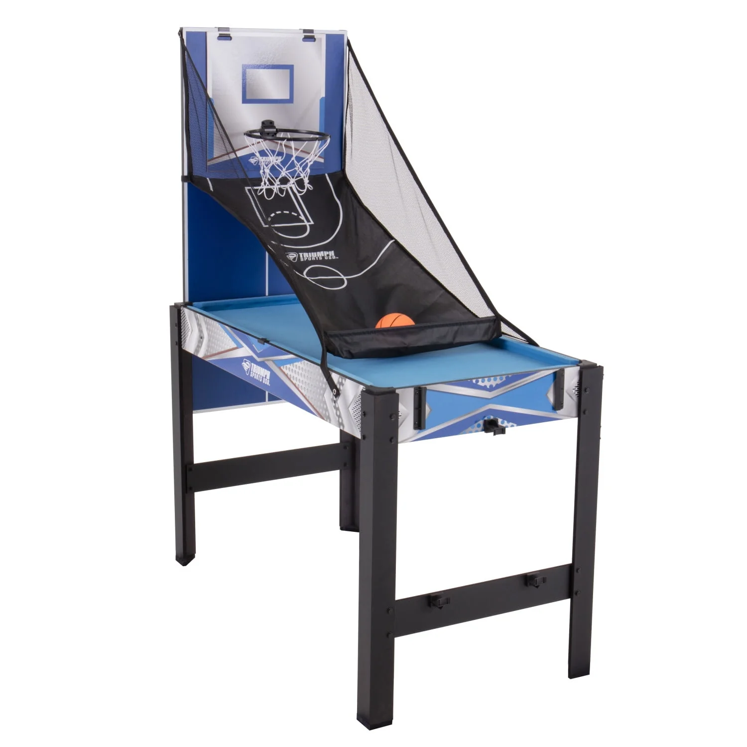 Triumph 13-in-1 Combo Game Table Includes Basketball, Table Tennis, Billiards, Push Hockey, Launch Football, Baseball, Tic-Tac-Toe, and Skee Bean Bag Toss - Womvr