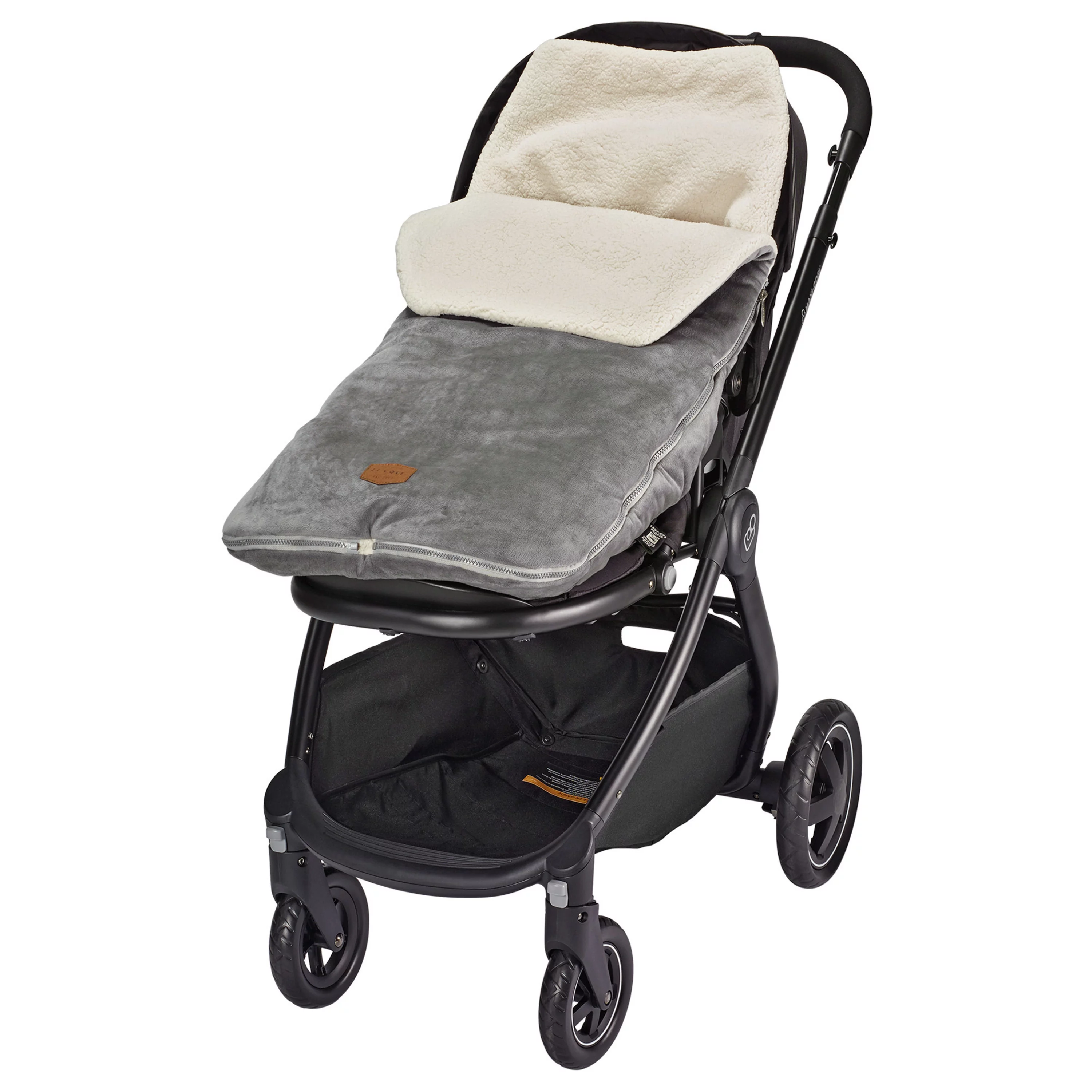 JJ Cole Bundle Me Sherpa-Lined Toddler Car Seat Cover and Bunting Bag - Weather Resistant Stroller Accessory and Winter Baby Essential in Black Toddler Black - Womvr