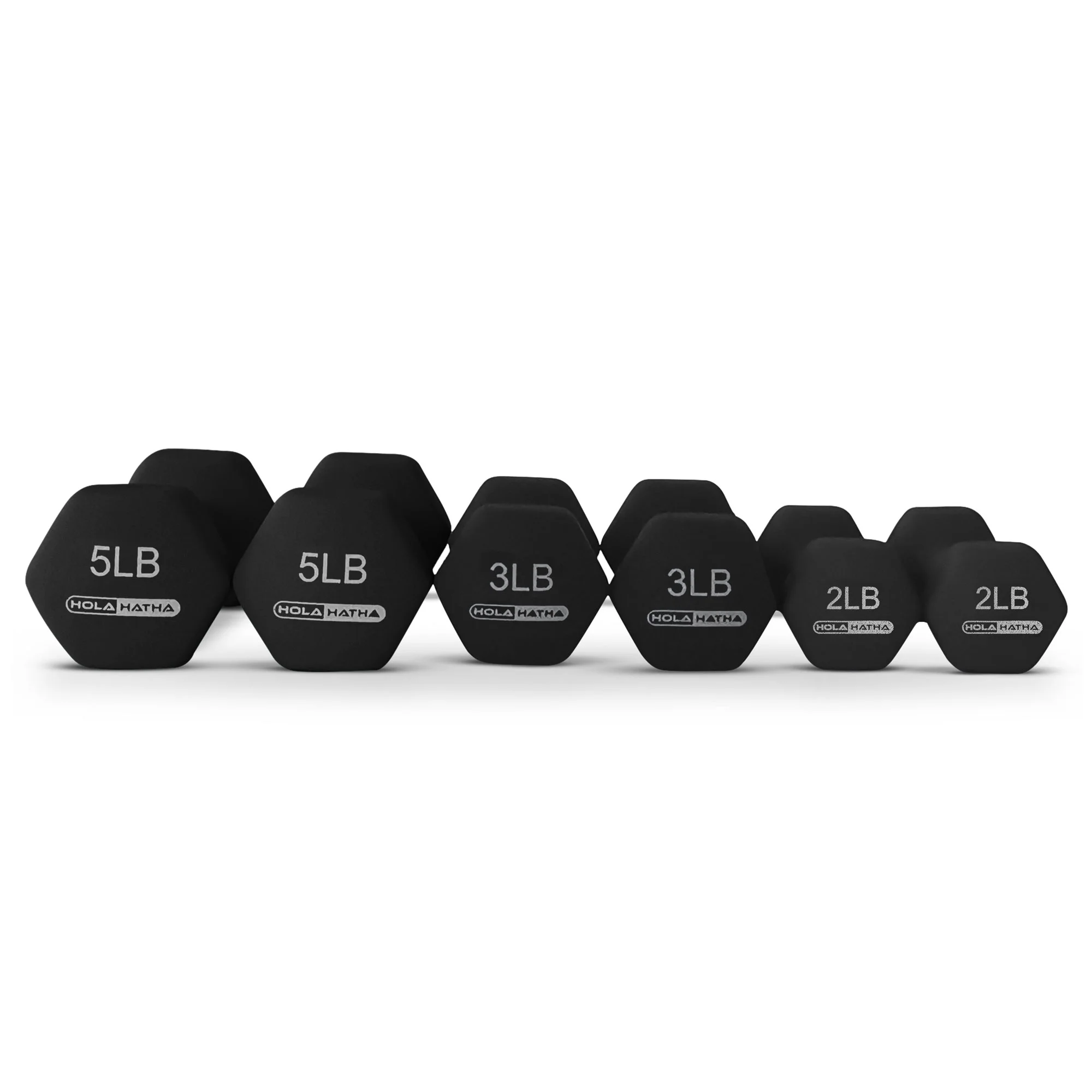 HolaHatha 2, 3, and 5 Pound Neoprene Dumbbell Free Weight Set with Rack - Womvr