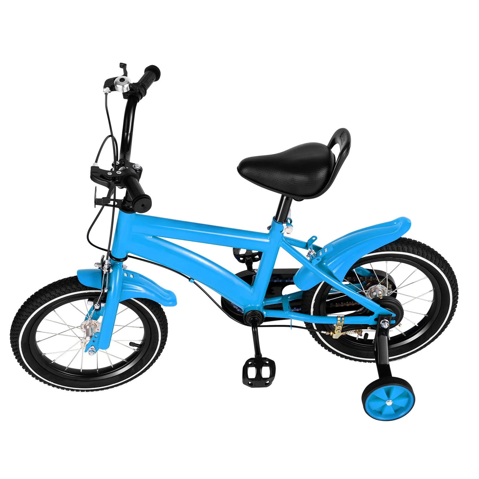 Aiqidi 14 Inch Kids Bike Universal Children Bicycle Adjustable Boys Girls Bikes w/Training Wheels & Braking & Mudguards, Blue - Womvr