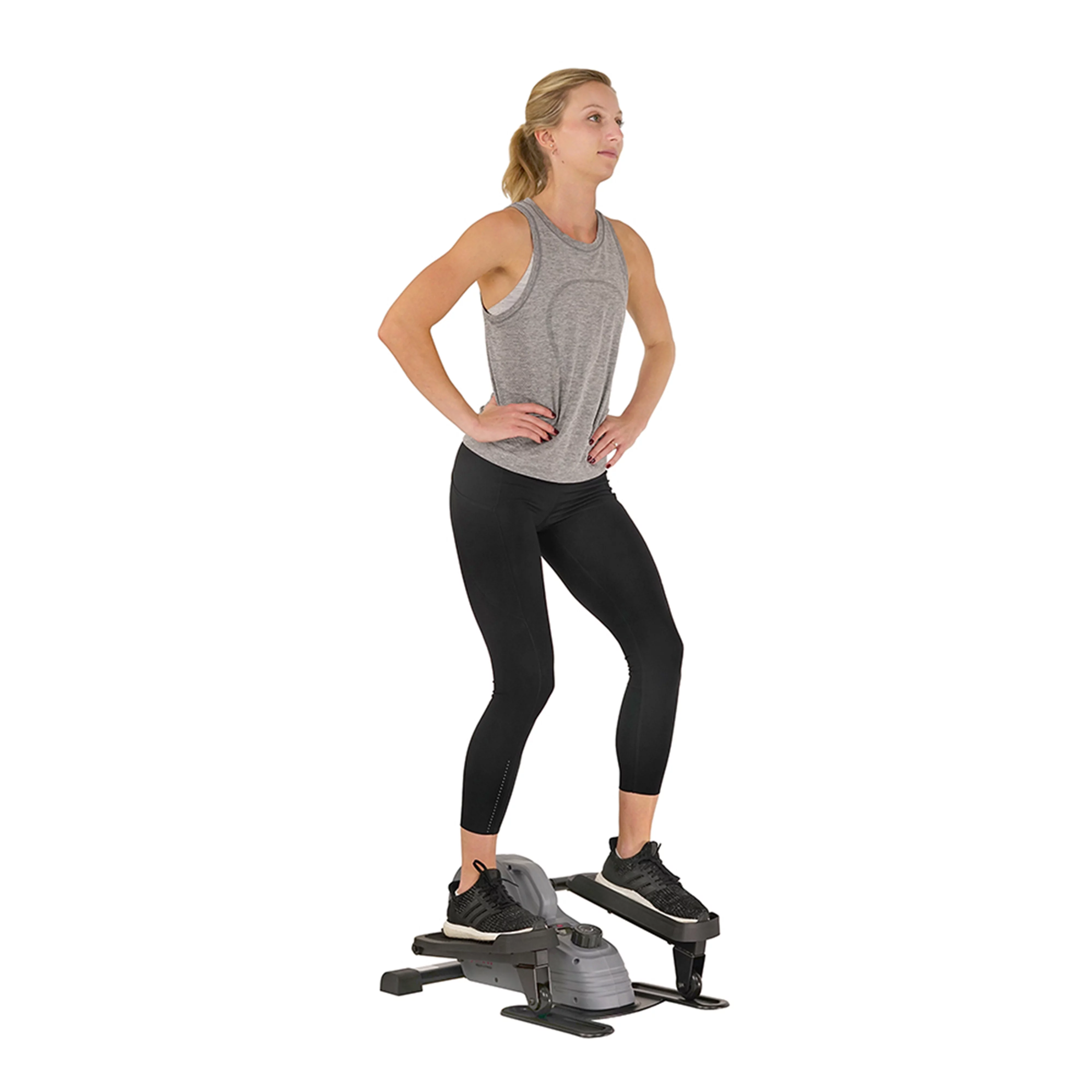 Sunny Health & Fitness Compact Magnetic Standing Elliptical Machine w/ Handlebars - Portable Workout Stepper for Home, SF-E3988 - Womvr