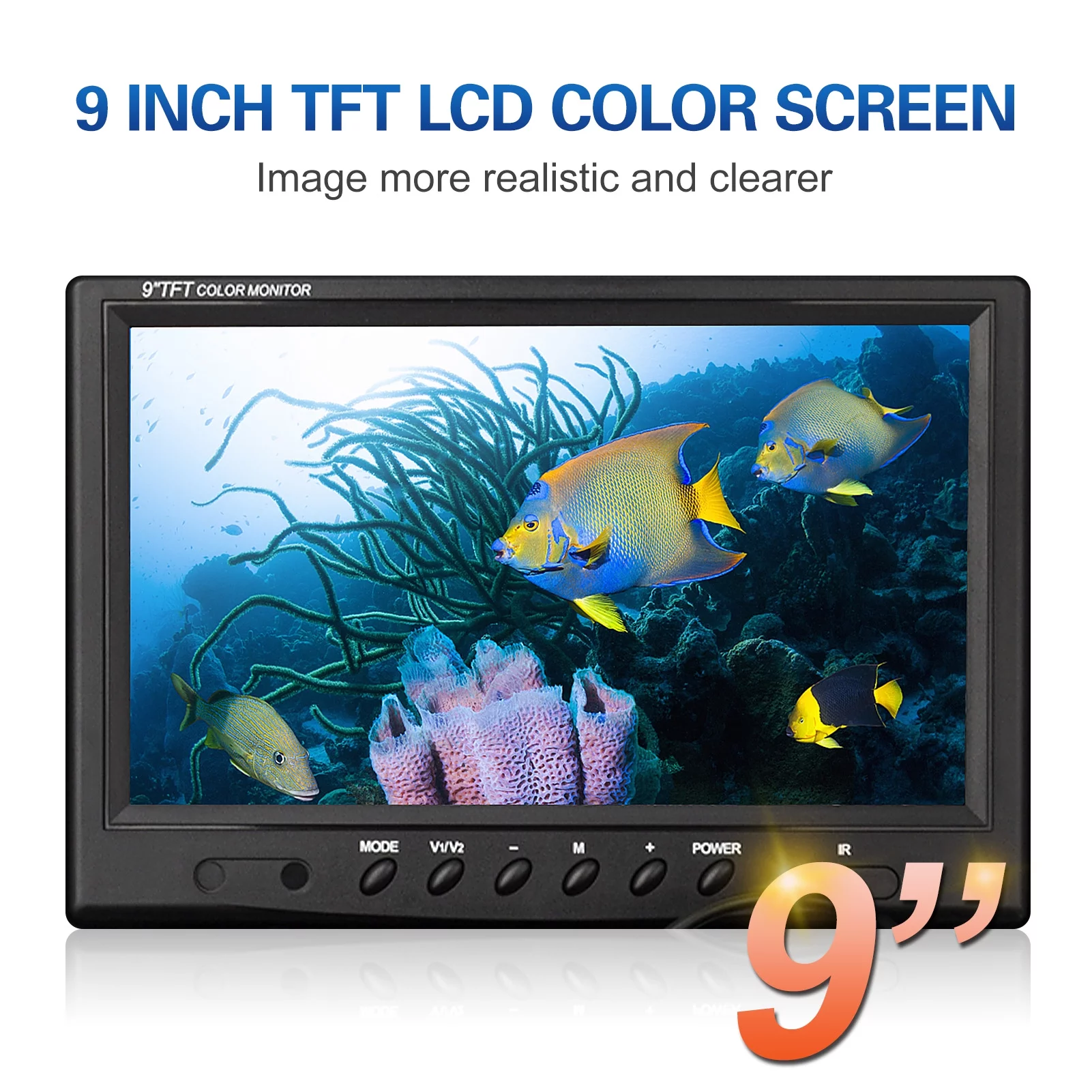 SYANSPAN 9 Inch 1200TVL Underwater Fishing Camera Fish Finder 12 Infrared LED Lamps 15M/30M/50M for Ice Sea Fishing - Womvr