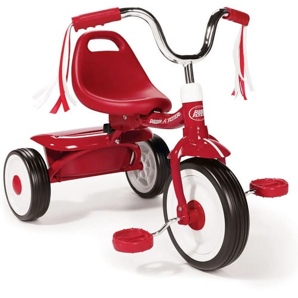 Radio Flyer Ready to Ride Folding Trike Fully Assembled, Red, Boys and Girls Toddler Tricycle - Womvr