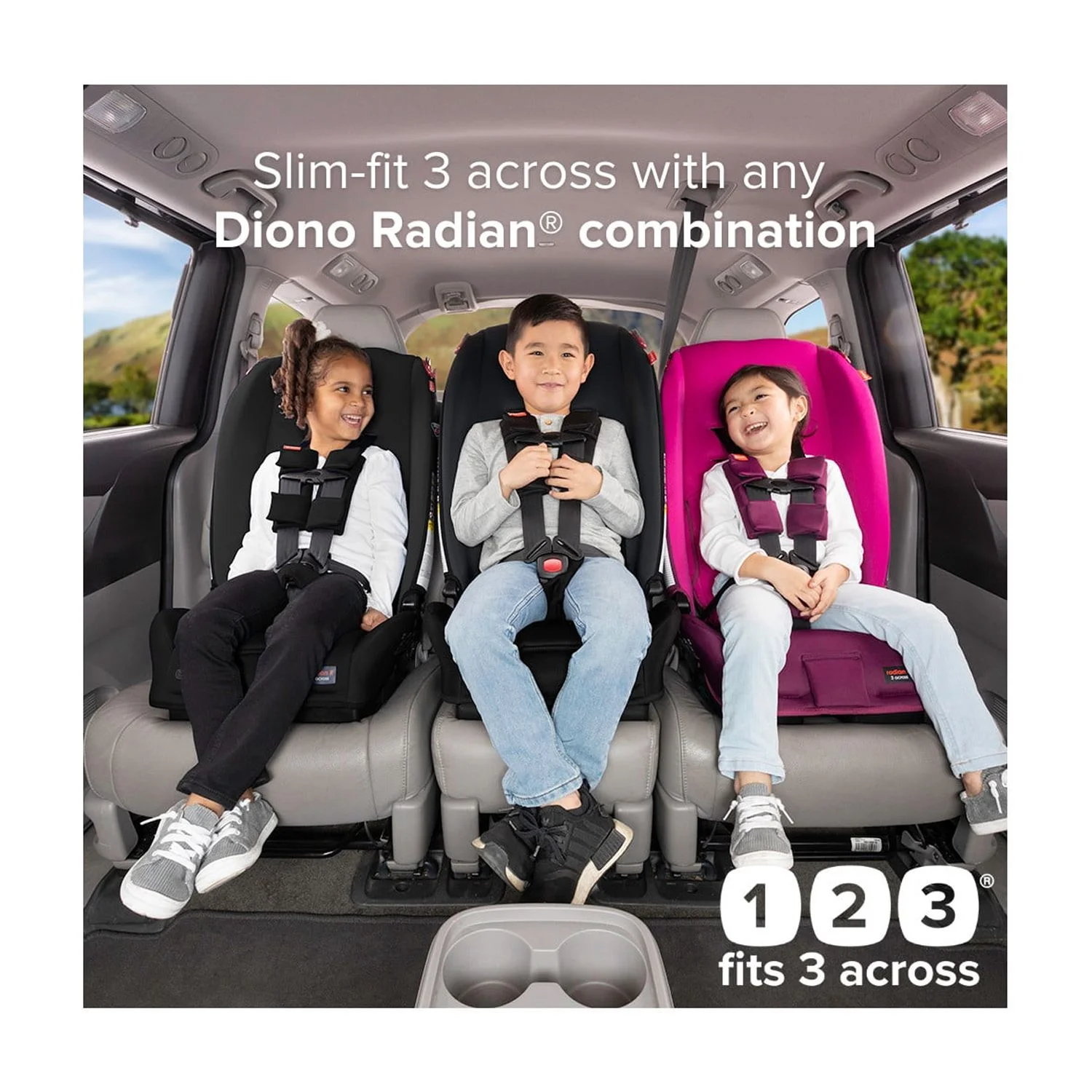 Diono Radian 3R All-in-One Convertible Car Seat, Slim Fit 3 Across, Black - Womvr