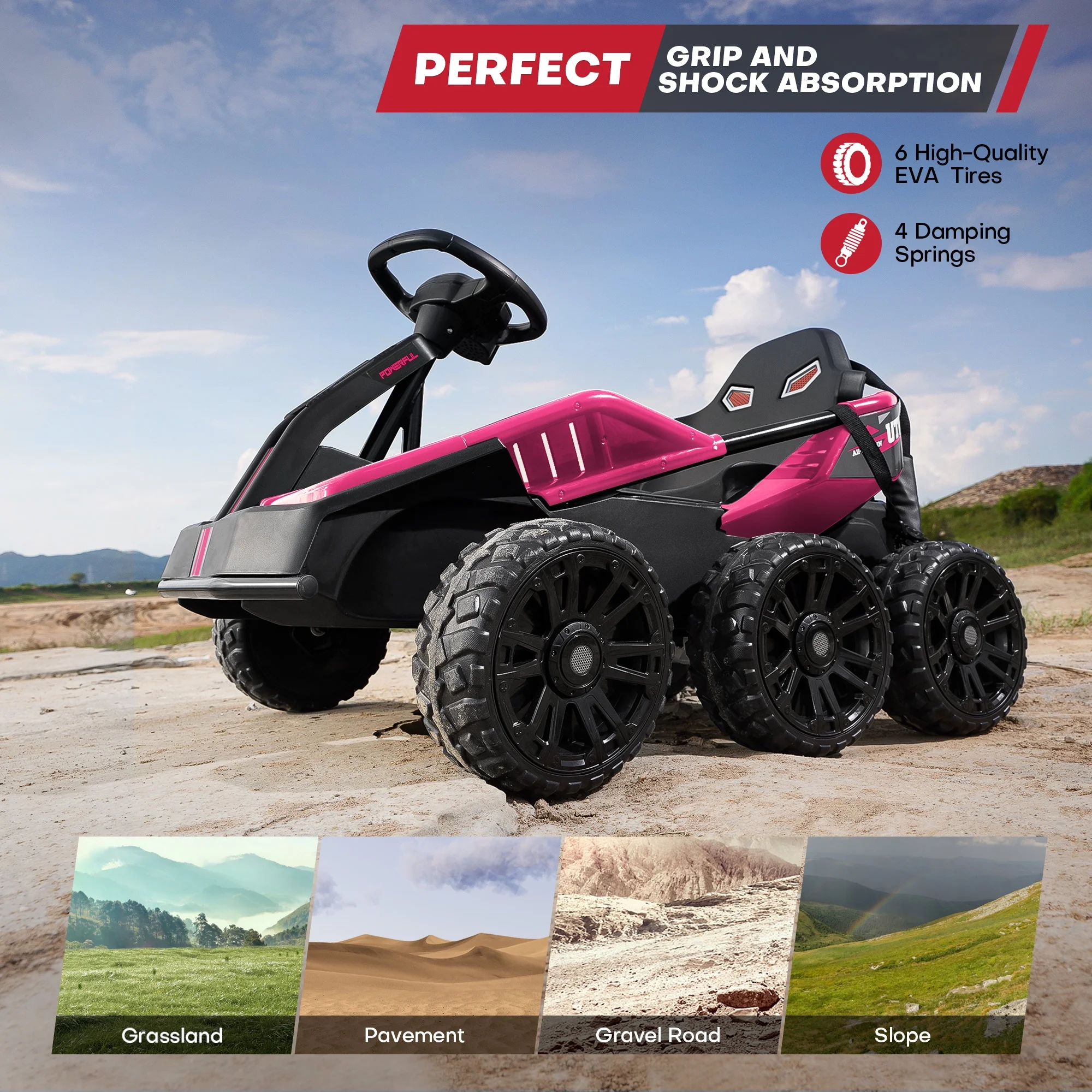 Teoayeah 24V Ride on Toys for Kids Ages 3-10, 2WD/4WD Switch, 4x75W Powerful Electric Car, 4 Shock Absorbers, Parent Remote, Music Player - Green - Womvr