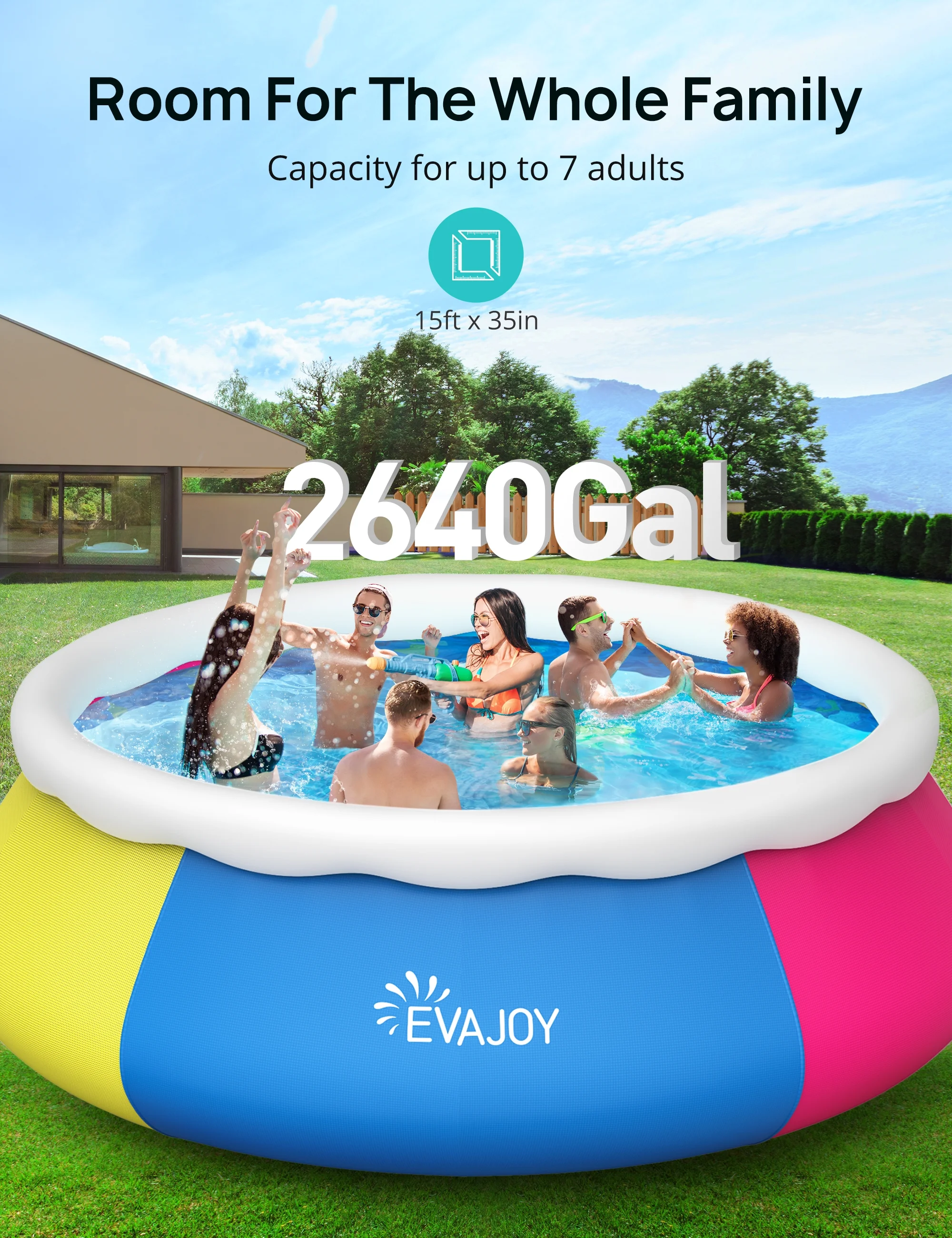 EVAJOY 10ft × 30in Easy Set Inflatable Swimming Pool with Pool Cover - Perfect Above Ground Pool for Family Fun in Your Backyard Garden - Womvr