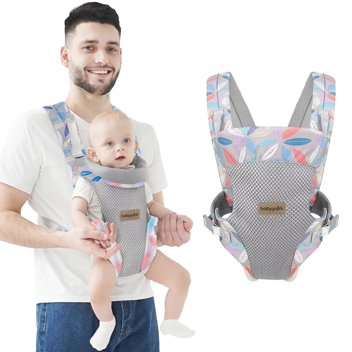 Yadala Baby Carrier, 4-in-1 Colorful Baby Carrier, Front and Back Baby Sling with Adjustable Holder - Womvr