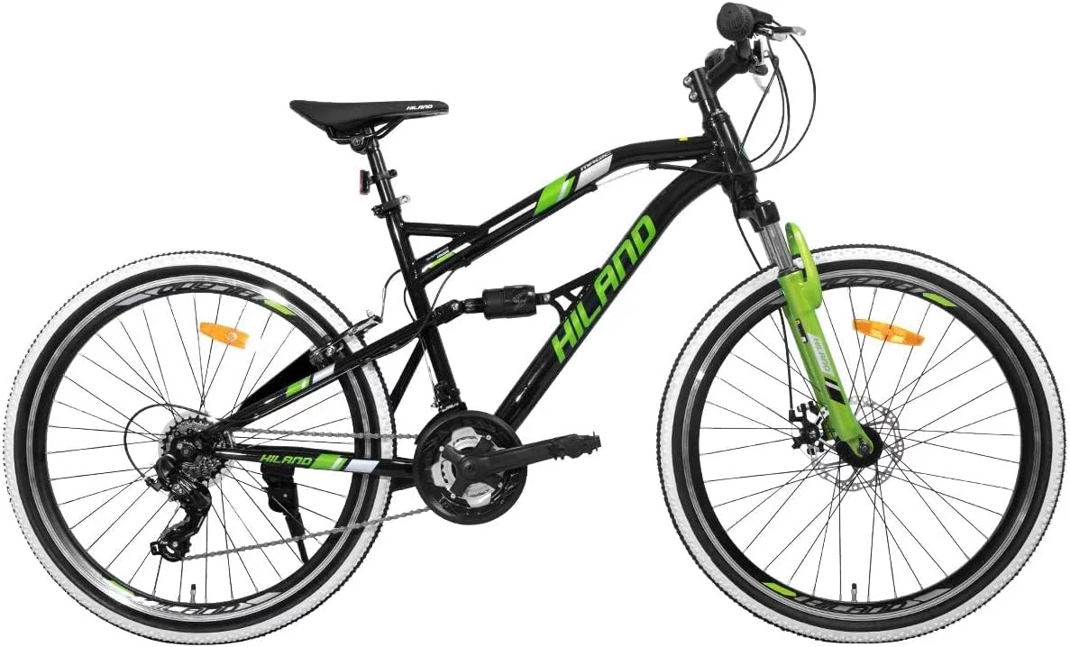 Hiland 26 Inch Mountain Bike,Full-Suspension 21 Speeds Drivetrain with Disc-Brake MTB Bicycle,for Men Mens Women Bike - Womvr