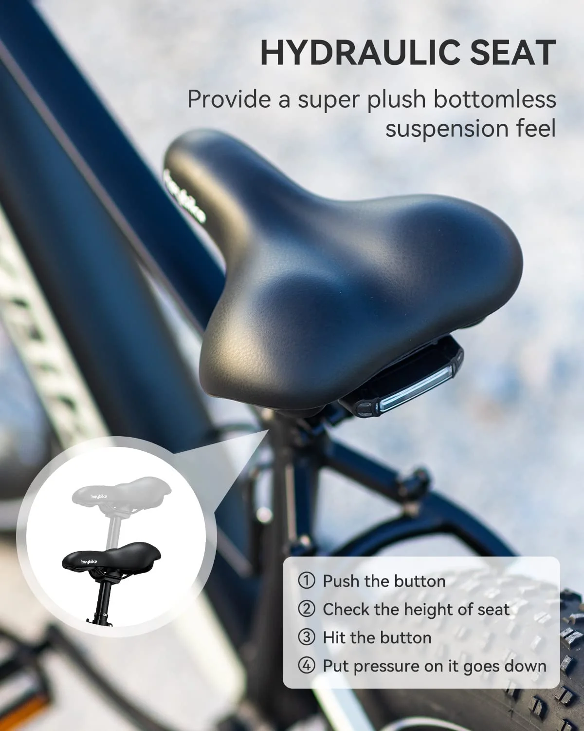 Heybike Brawn Electric Bike for Adults, 750W Fat Tire Ebikes with 48V 18Ah Removable Battery, 26'' Wheel Electric Mountain Bike, Hydraulic Front Fork Electric Bicycles - Womvr