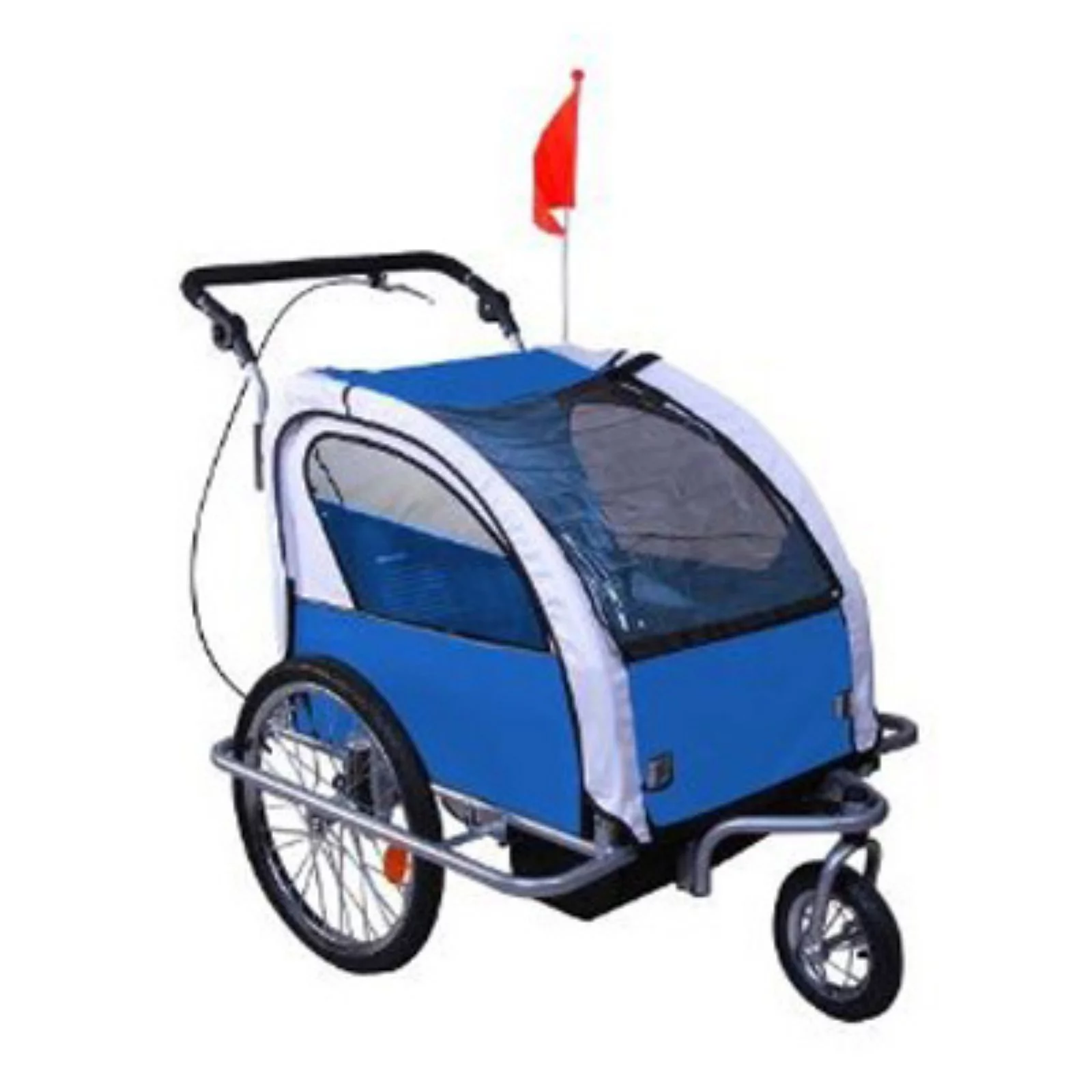 Aosom Elite 360 Swivel 2-In-1 Double Child Two-Wheel Bicycle Cargo Trailer And Jogger With 2 Safety Harnesses, Blue - Womvr