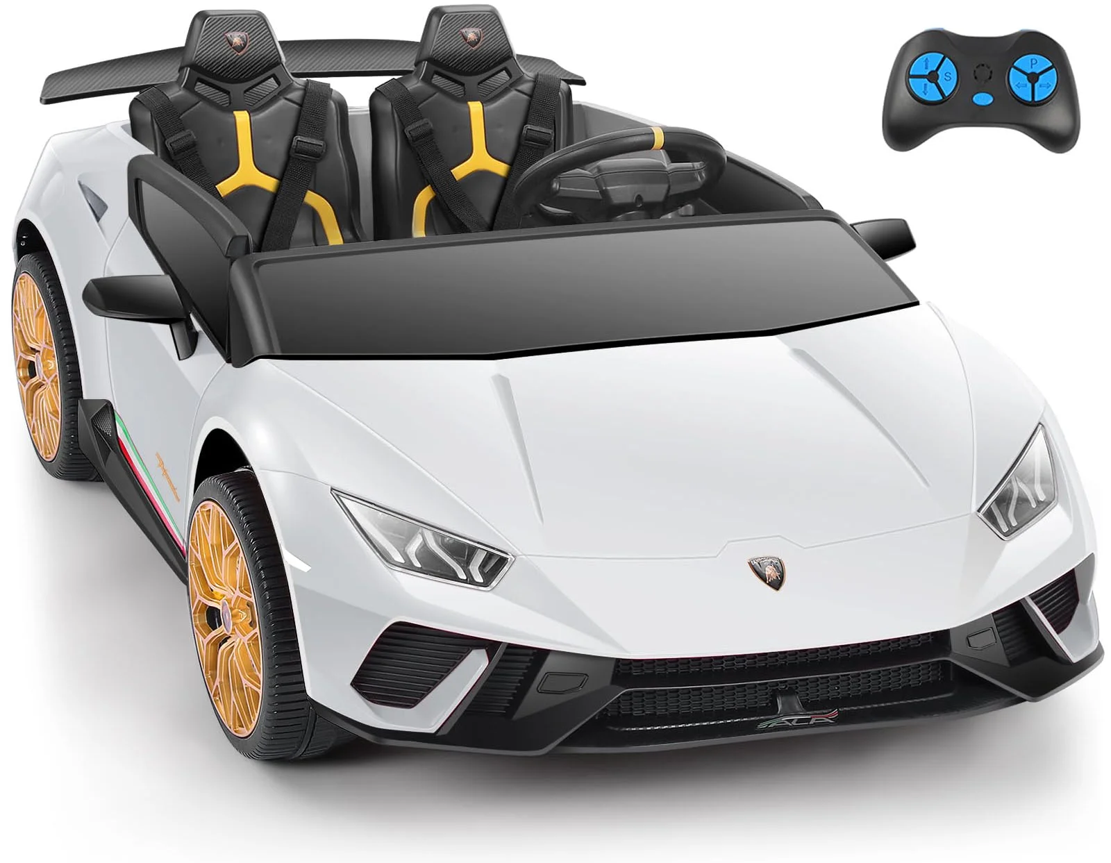 Lamborghini Huracan Ride on Car Real 2 Seater, Powered Electric Vehicle with Parent Remote, Maximum 4.0mph Ride on Toys for 3-8 Years Kids,Pink - Womvr