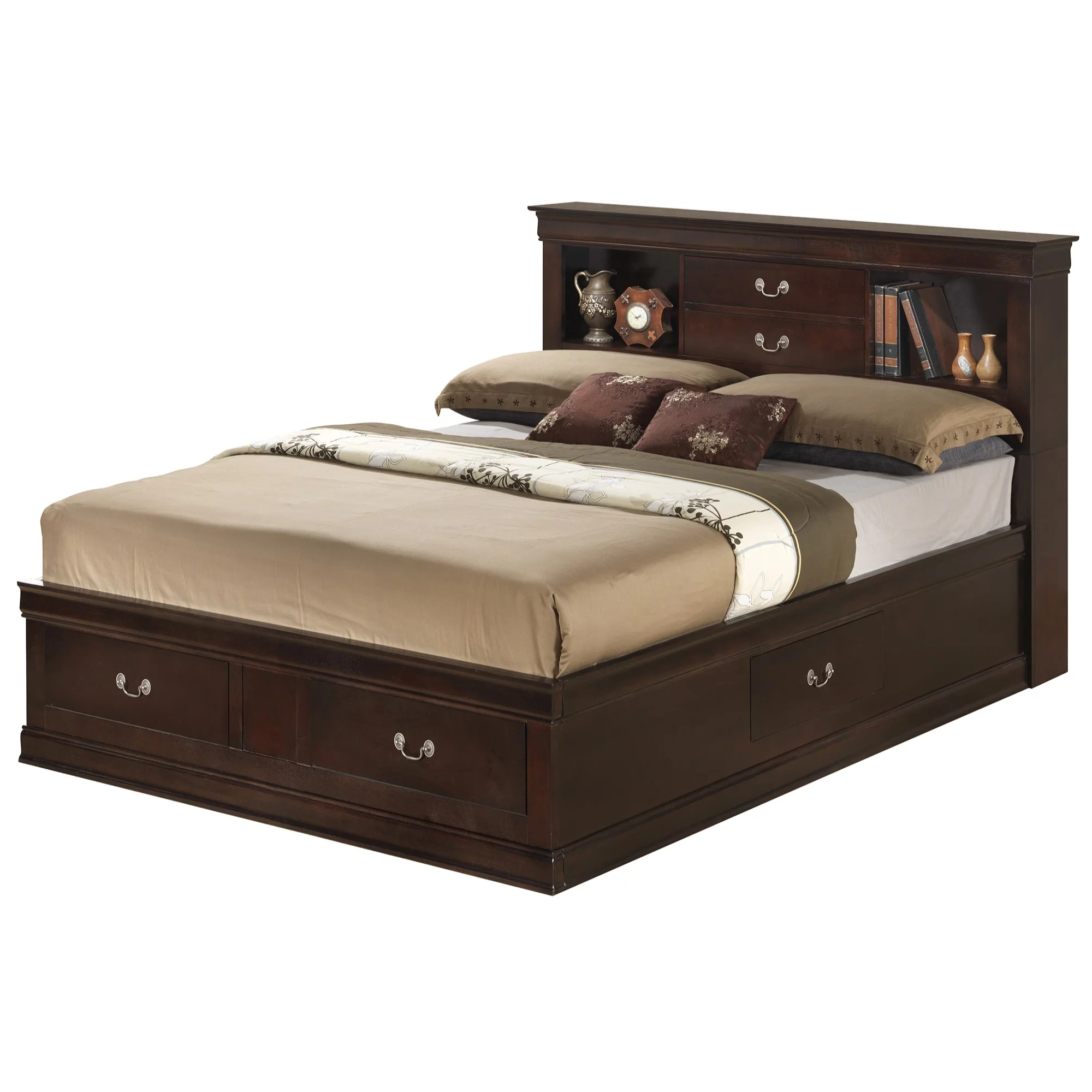 Passion Furniture Louis Philippe Cappuccino King Storage Platform Bed - Womvr