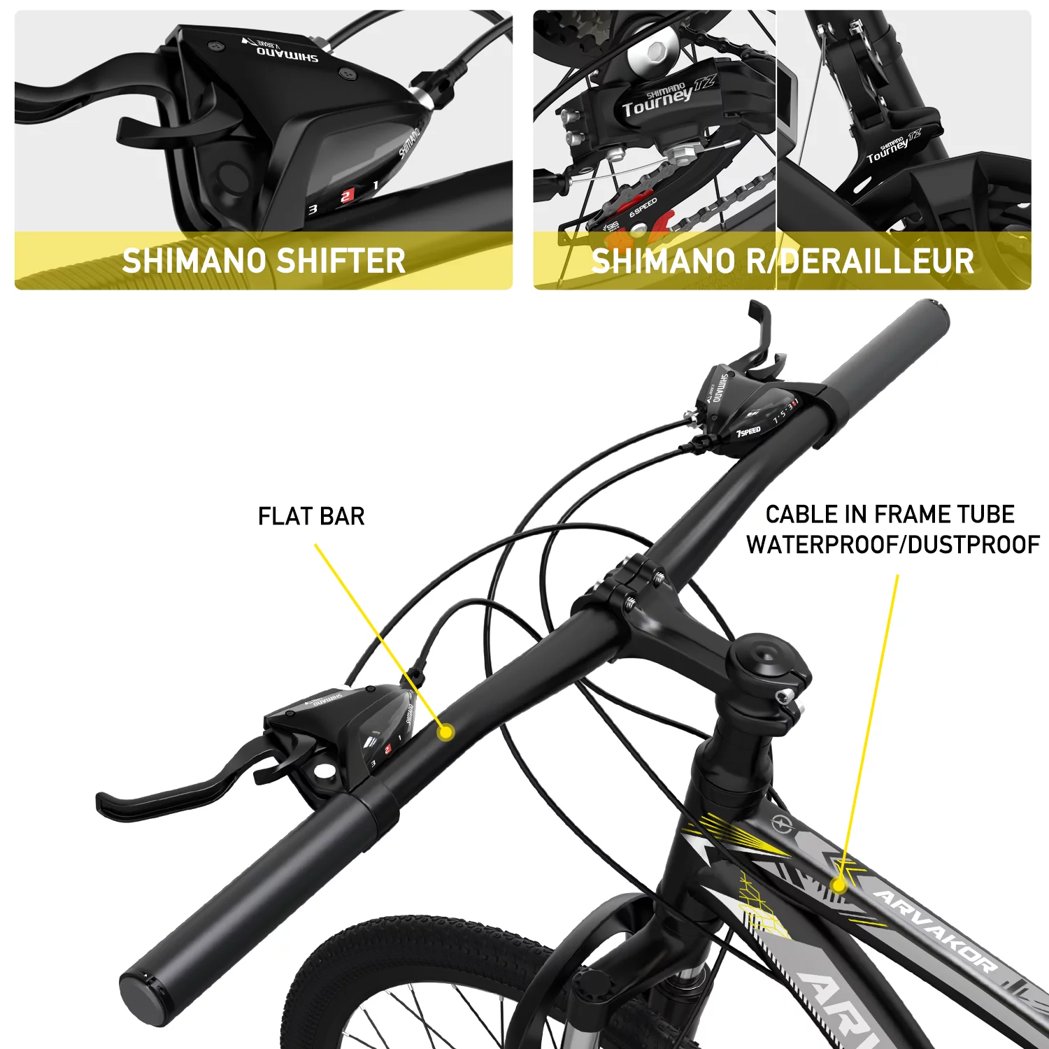 ARVAKOR 26'' Mountain Bikes for Men, 21 Speeds, Double Disc Brake, Gray - Womvr