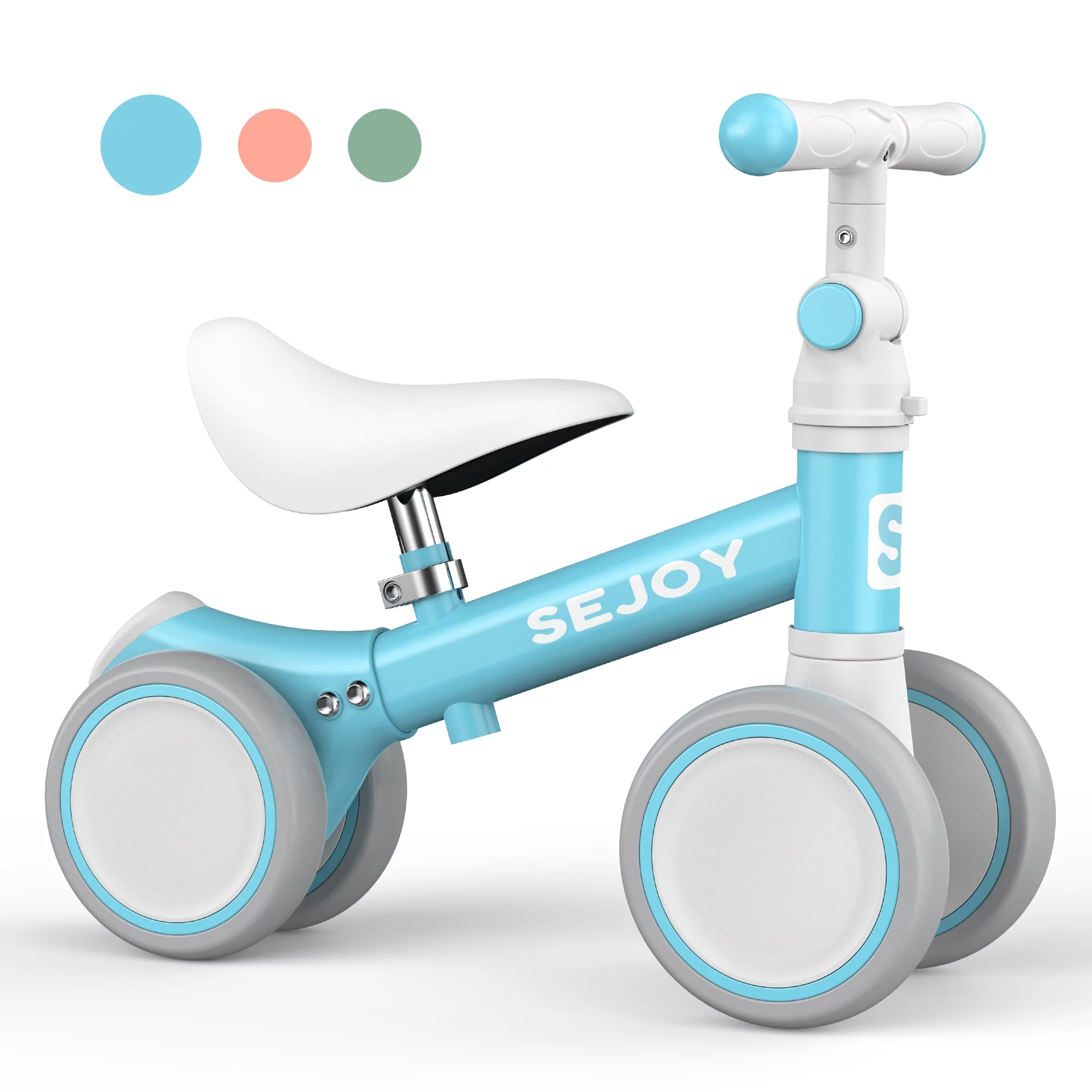Sejoy Baby Balance Bike, Toddler Baby Bicycle with 4 Wheels for 10-36 Months, Adjustable Handlebar Baby Outdoor Bike Riding Toy, First B-day Gift - Womvr