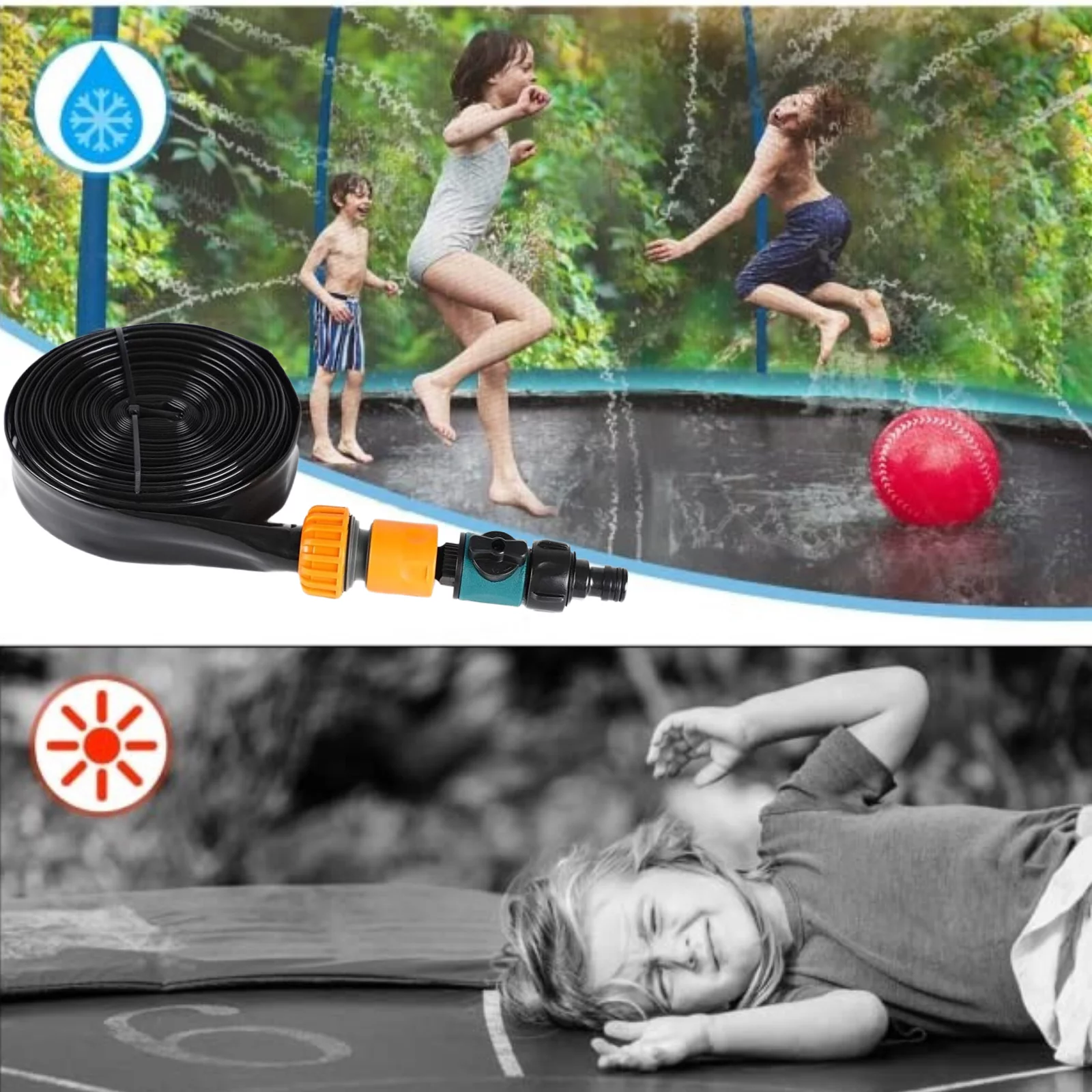 16FT Trampoline for 8-9 Kids Adults with Basketball Hoop, Ladder, Light, Sprinkler, Socks,Outdoor Heavy Duty Recreational Trampoline - Womvr