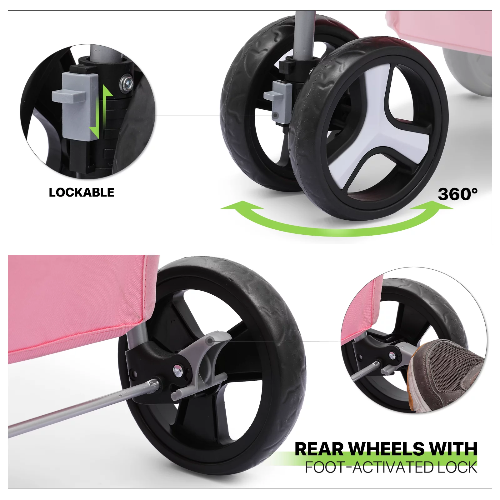 Magshion Foldable Pet Dog Stroller with Wheels, Cat Dog Stroller with Storage Basket and Cup Holder for Small and Medium Cats, Dogs, Puppy, Navy Blue - Womvr