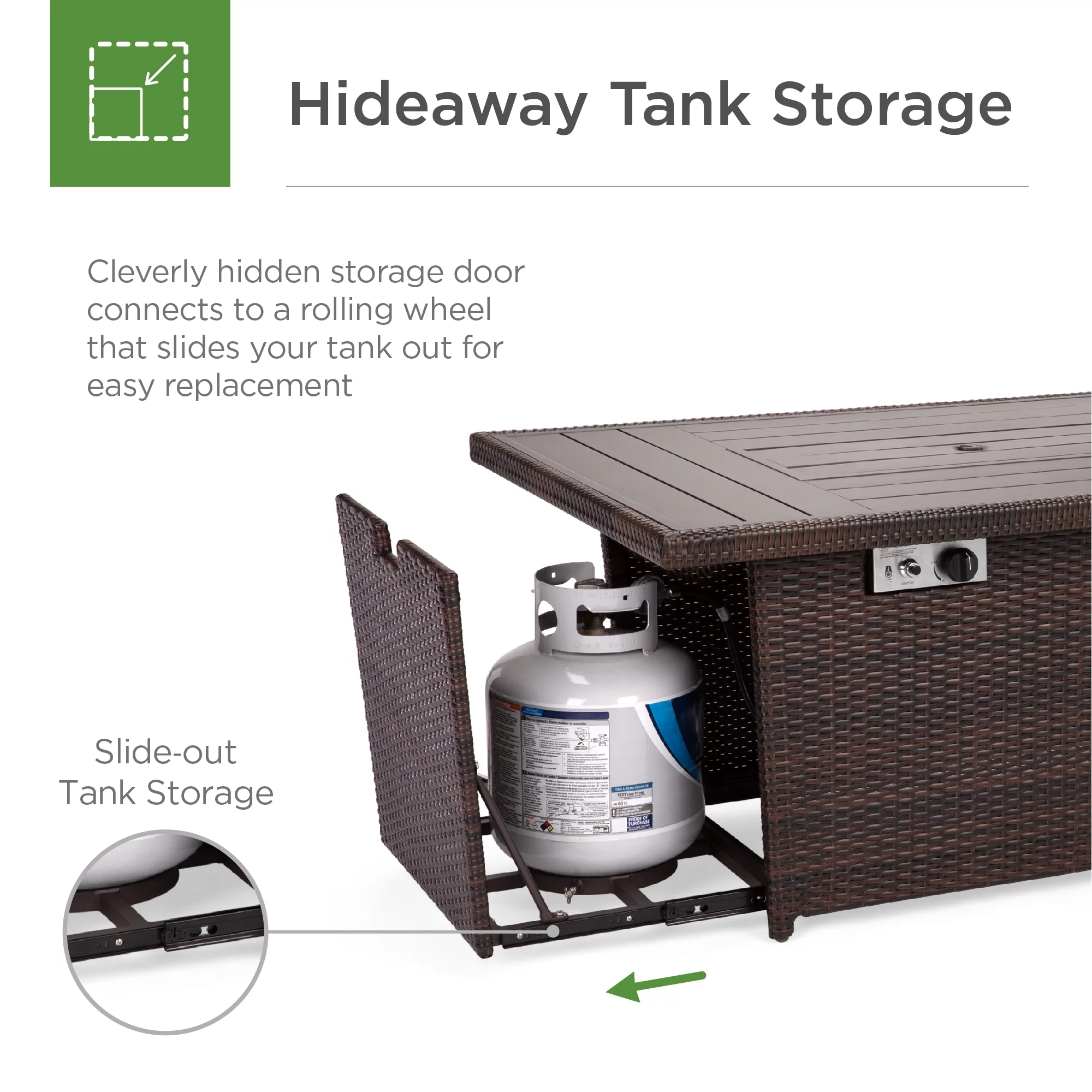 Best Choice Products 52in Wicker Propane Gas Fire Pit Table 50,000 BTU w/ Glass Wind Guard, Tank Holder, Cover - Gray - Womvr