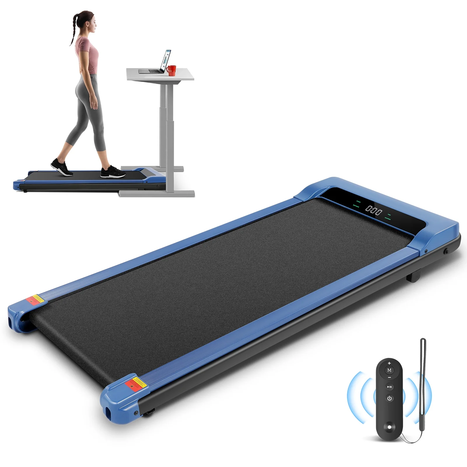 Tikmboex 2.5HP Under Desk Treadmill with LED Display Wireless Remote Control .Quiet & Compact Walking Pad for Home Office - Womvr