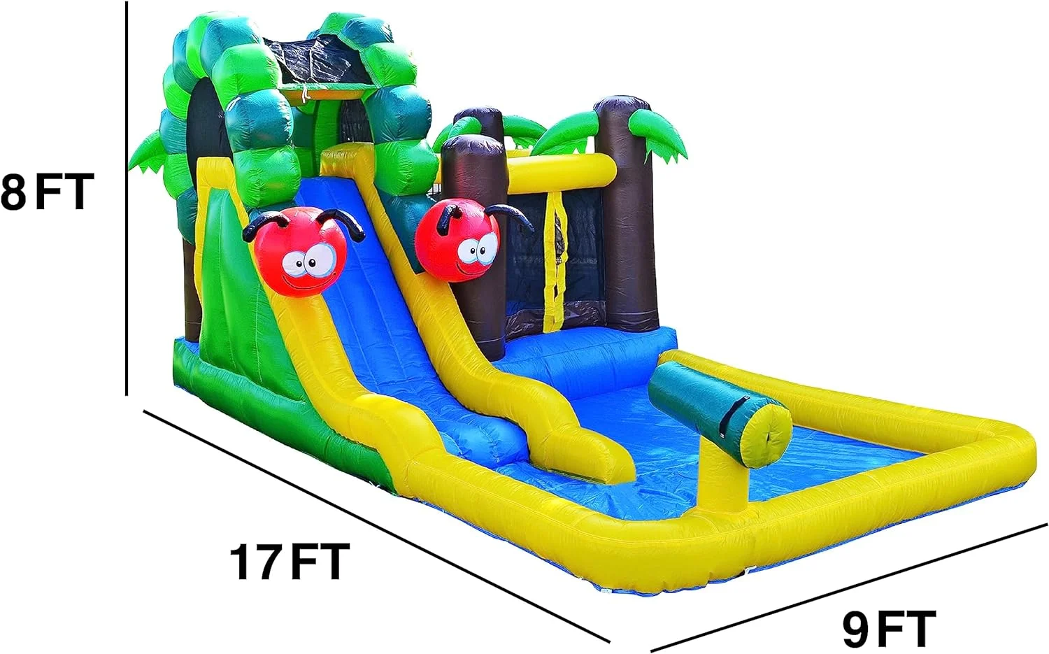 JumpOrange Water Slide Bounce House for Kids (with Blower), Caterpillar - Womvr