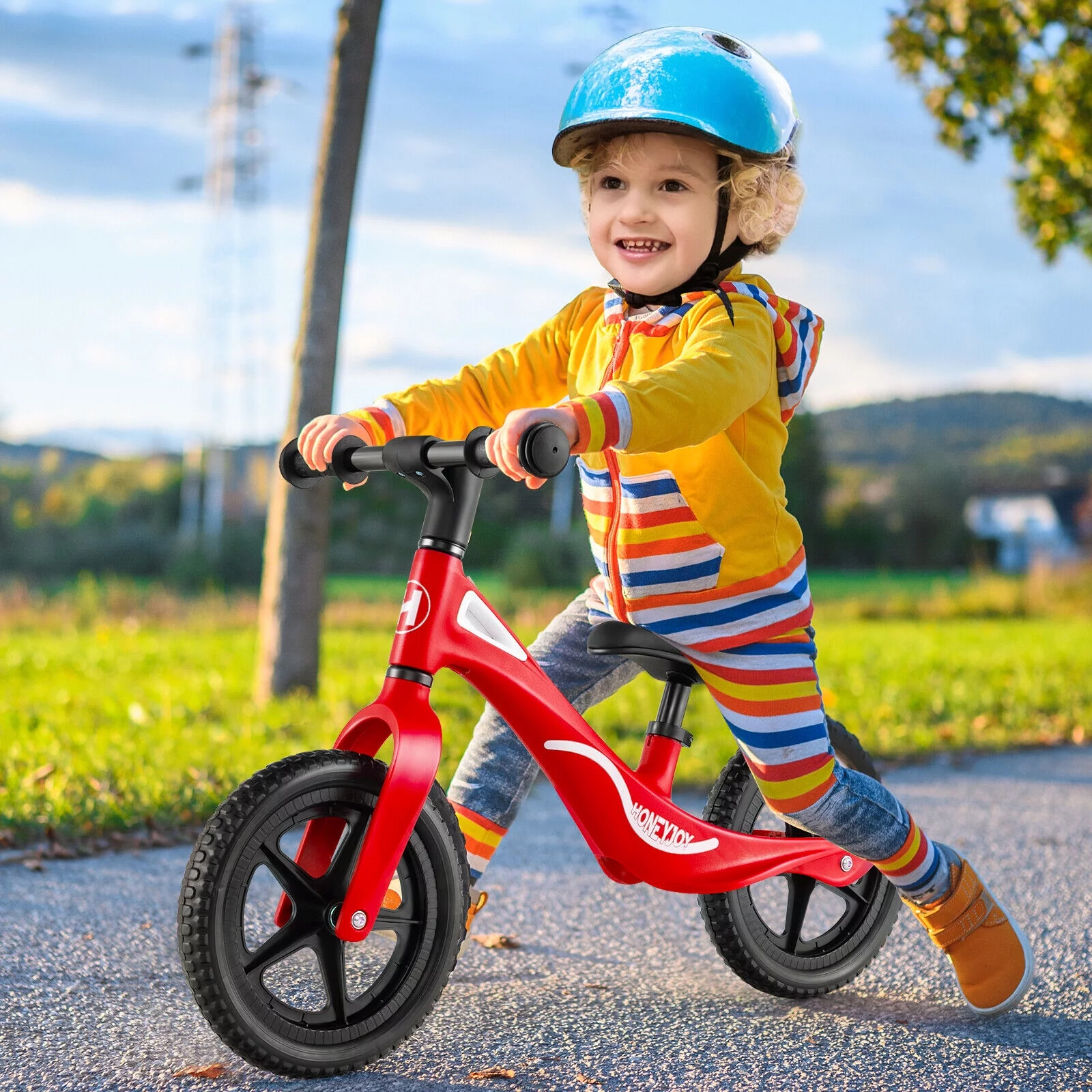 FONIRRA Kids Balance Bike, No Pedal Lightweight Toddler Training Bicycle with Adjustable Seat for 2-6 Years Old Boys and Girls, Red - Womvr