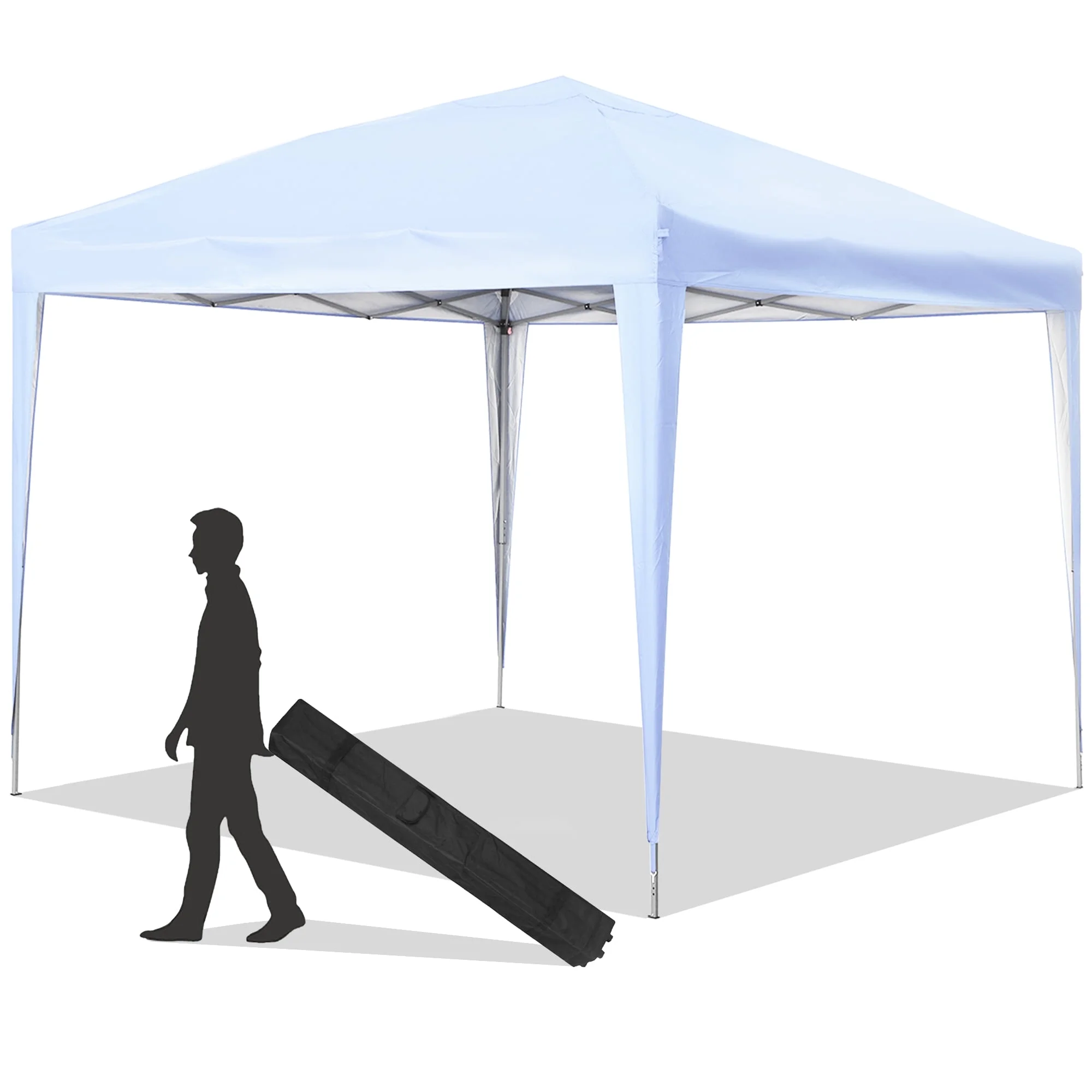 Outdoor Basics 10 ft x 10 ft Pop Up Canopy Tent with Carry Bag, Shade Canopy, Great for Picnic, Yard, Beach, Park, Camping, White - Womvr