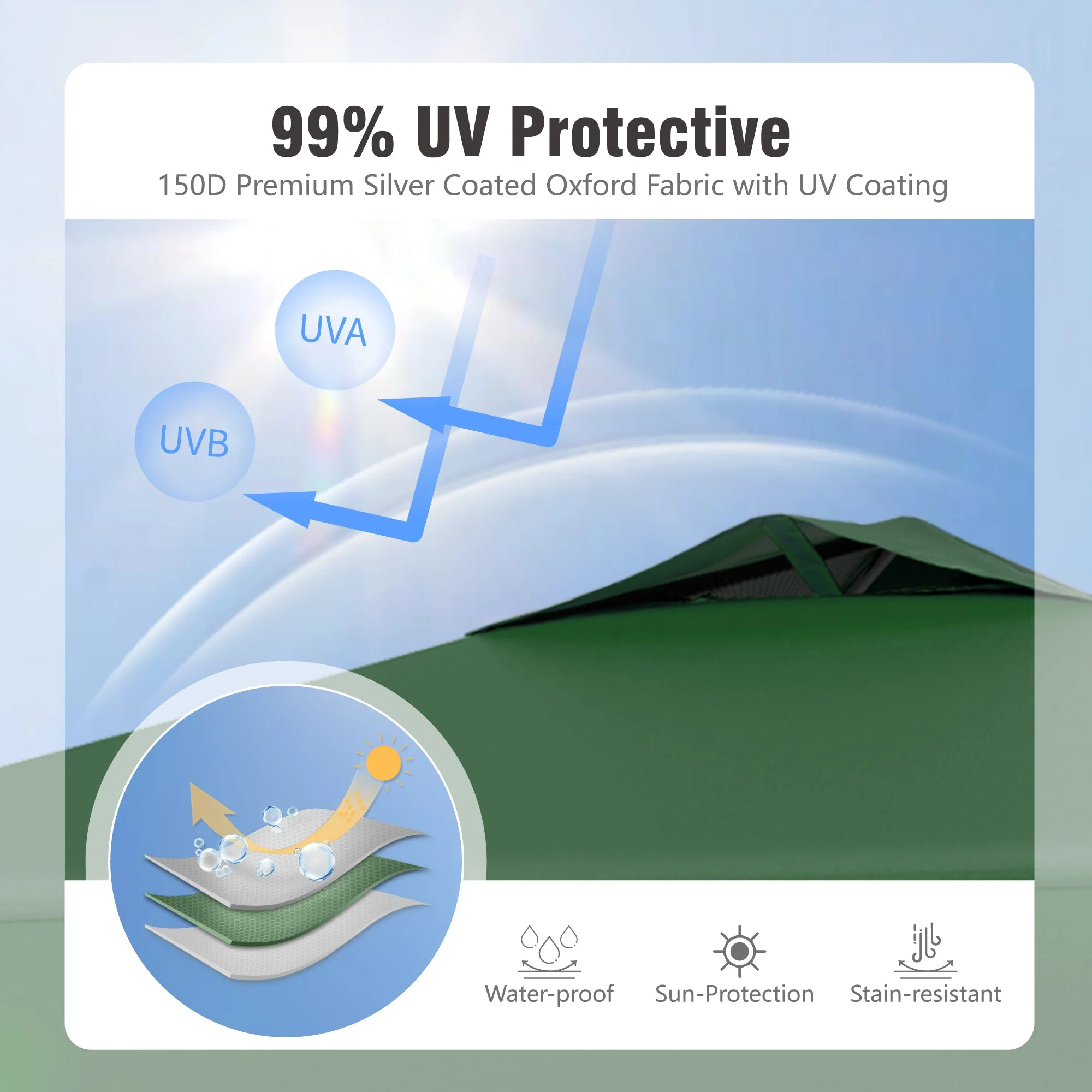 Alpha Joy 10'x 10' Pop up Canopy Tent Outdoor Event Instant Tent with Roller Bag, Blue - Womvr