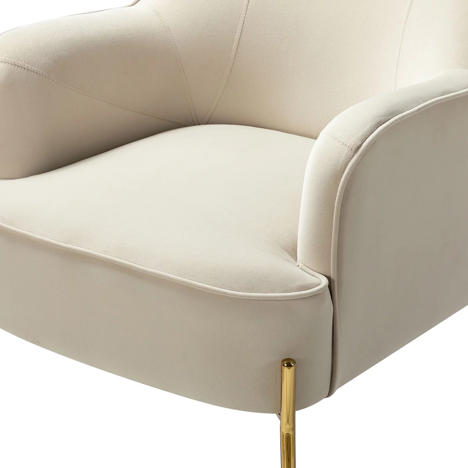 Velvet Upholstered Accent Chair Metal Legs Curved Backrest Lounge Home Armchair Bedroom Adult Pink - Womvr