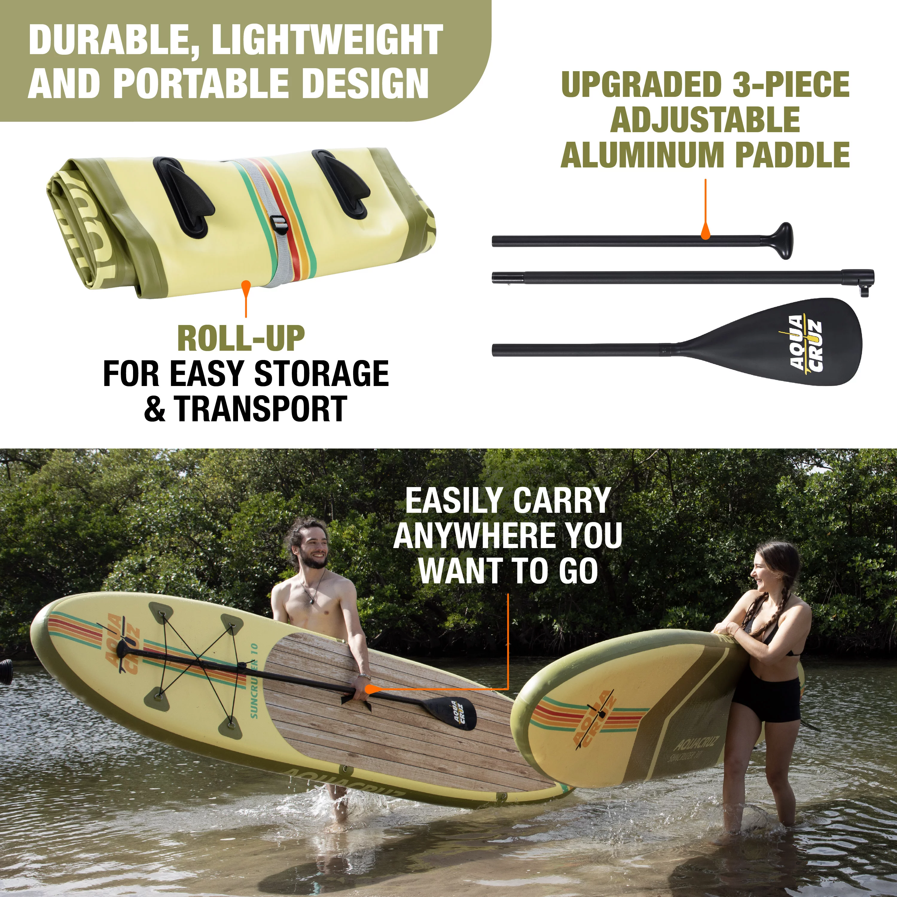 Aquacruz Suncruzer 10 ft. Inflatable Stand Up Paddle Board Set with Accessories - Womvr
