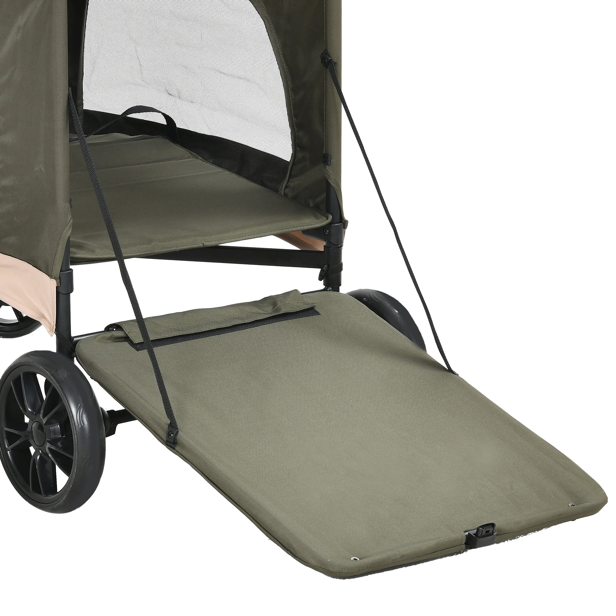 DWVO Dog Stroller for Large Medium Dogs, Upgraded Version with Larger Room, 4 Wheels Foldable Pet Stroller with 360�� Rotation Wheel, Cat Kitty Puppy Stroller with Storage Basket - Green & Pink - Womvr