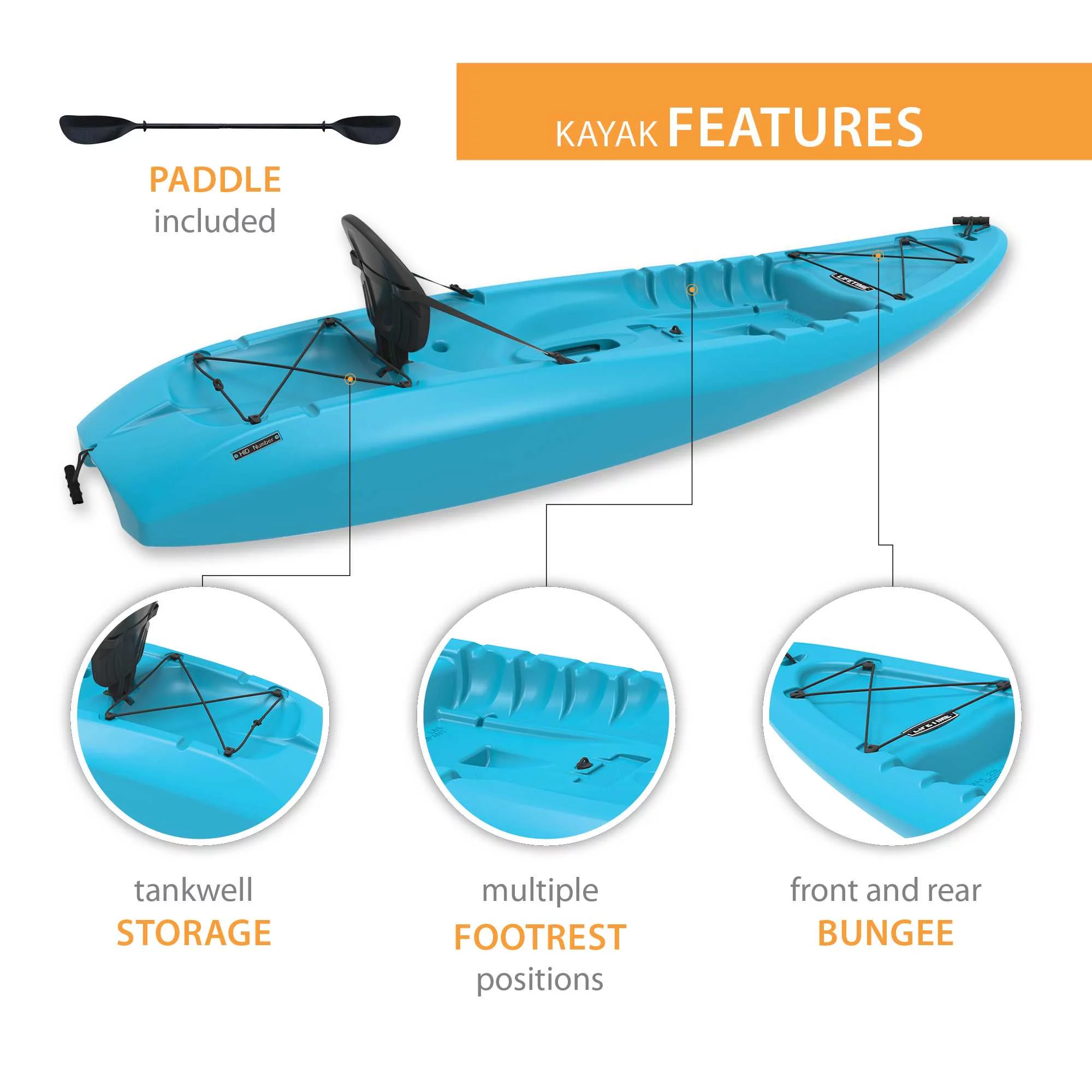 Lifetime Hydros 101 inch Sit-on-Top Kayak, Glacier Blue (90594) - Womvr