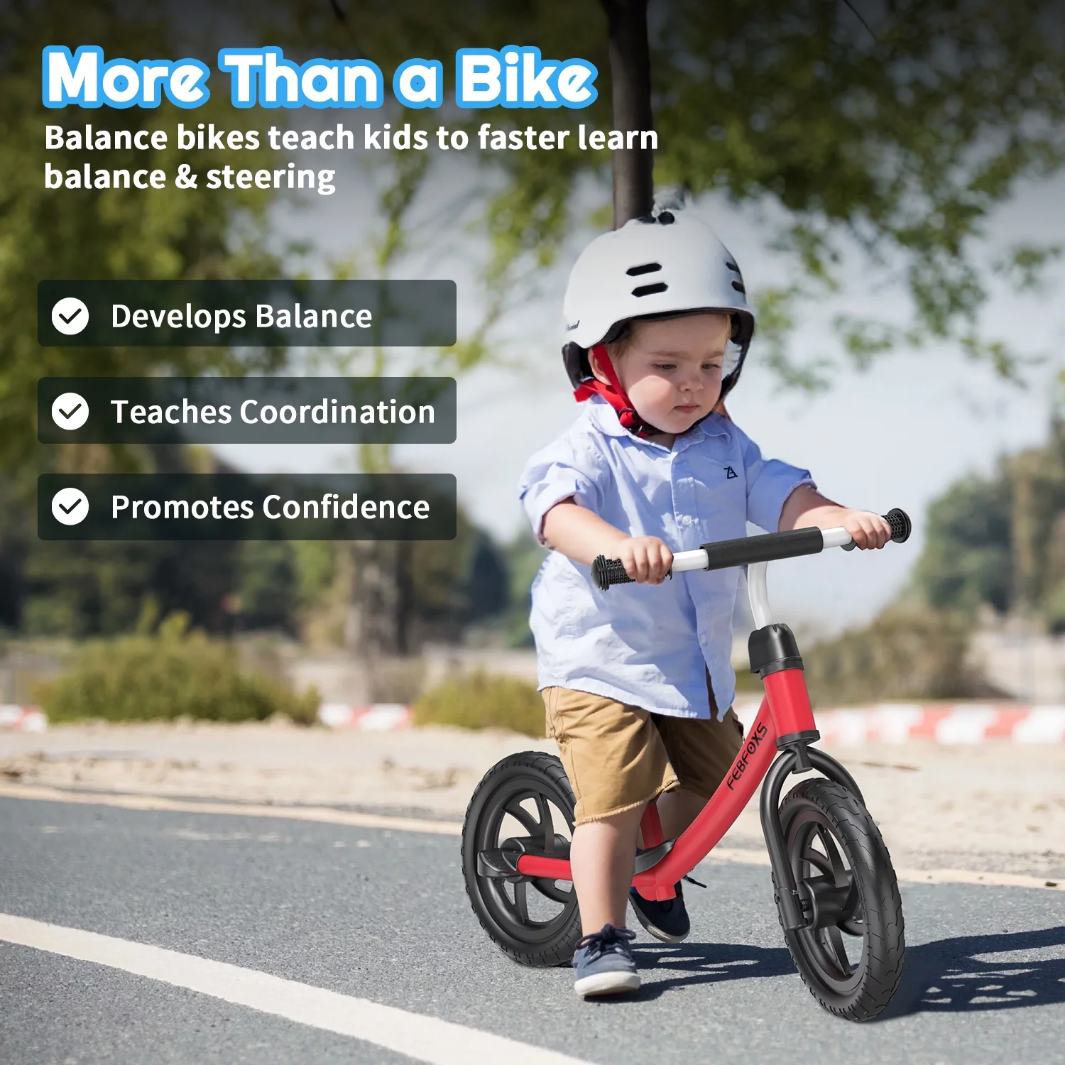 FEBFOXS Toddler Balance Bike, No Pedal Beginner Kids Balance Bike with Adjustable Seat Height, Push Balance Bike for 3-6 Years Old Boys Girls - Womvr