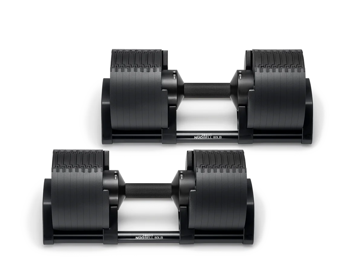 SMRTFT NUOBELL Adjustable Dumbbells | The Original All-in-One NUOBELL | Feel Real Like Traditional Dumbbells | 5-80 lbs | Highly Durable | Best 2 Year Warranty | Black - Womvr