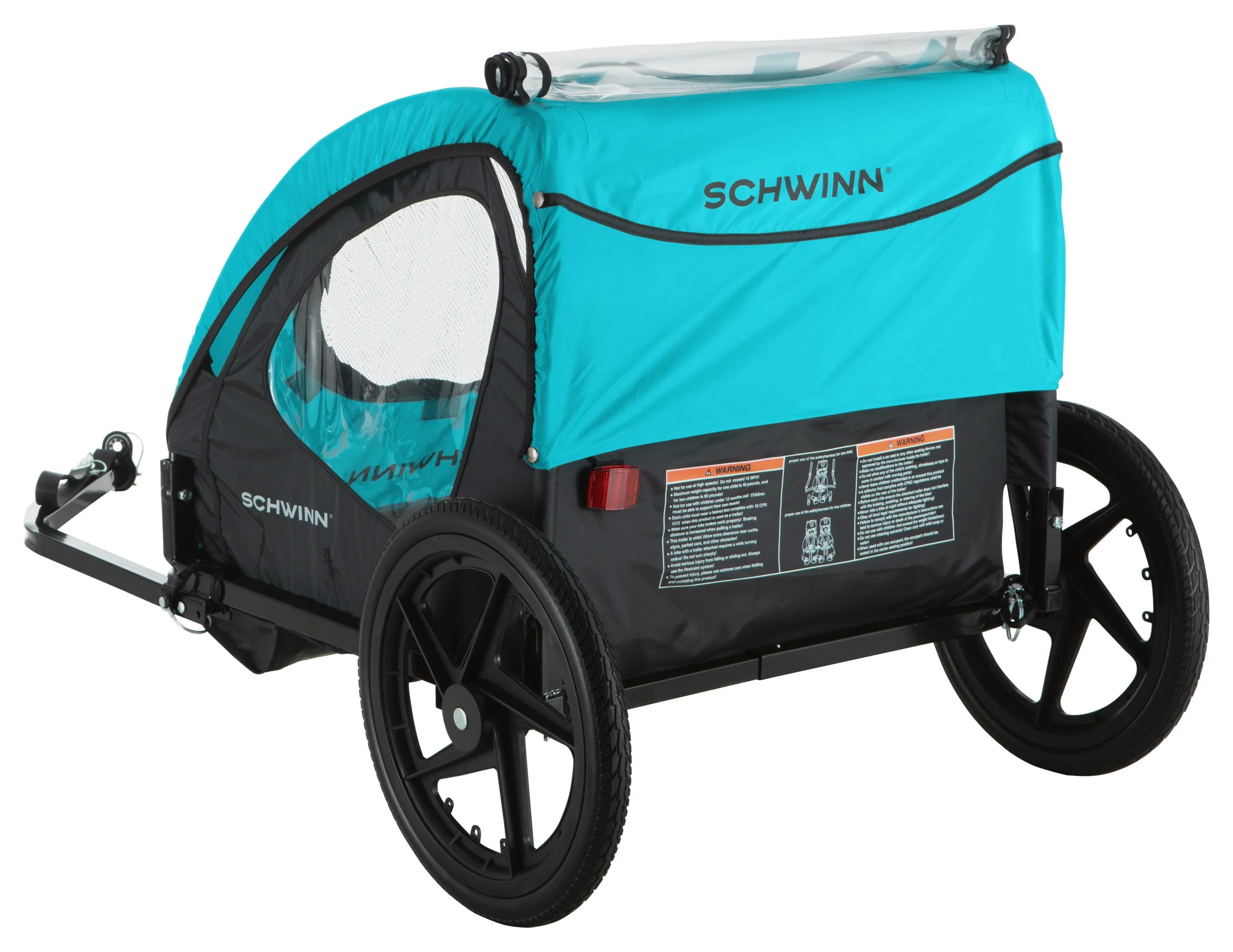 Schwinn Shuttle Foldable Bike Trailer for 2 Passengers, Blue & Black - Womvr