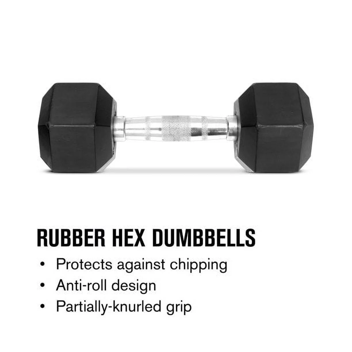 CAP Barbell Set of 2 Hex Rubber Dumbbell with Metal Handles, 65 Lbs, Pair of Dumbbells - Womvr