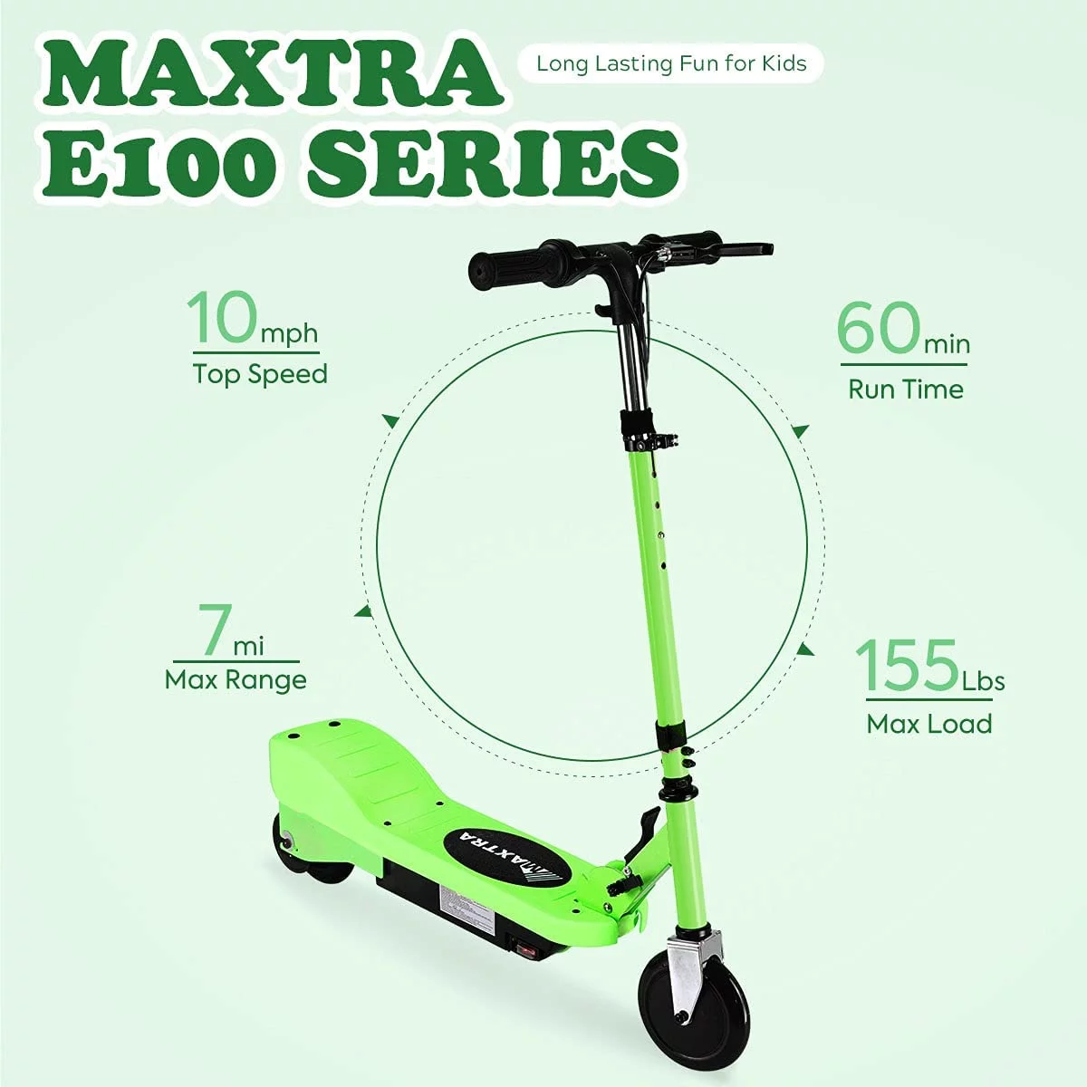 Maxtra Scooters E100 Electric Scooter for Kids Ages 6-12 - Up to 10 Mph, Foldable and Adjustable Handlebar - Womvr