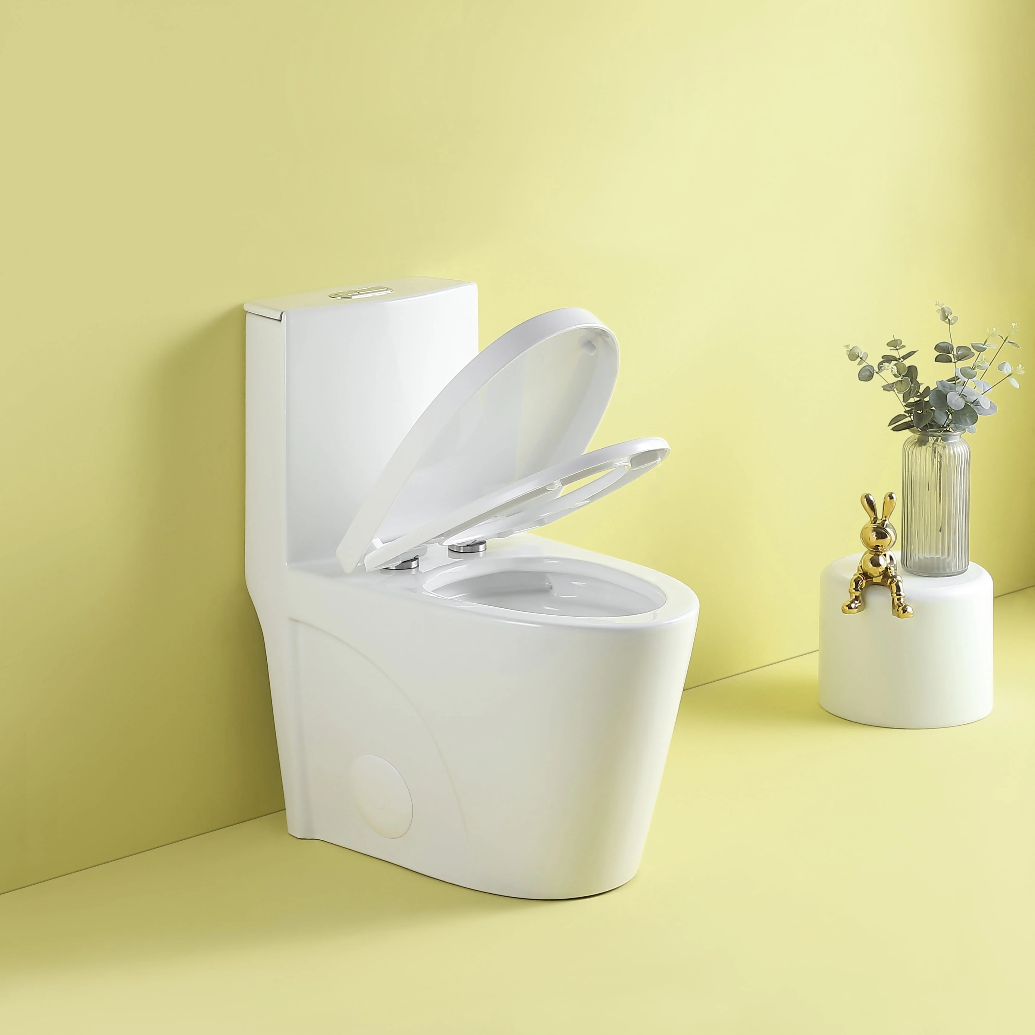 Miniyam 1.1/1.6 GPF Dual Flush Elongated Toilet with Soft-Close Seat, Black - Womvr
