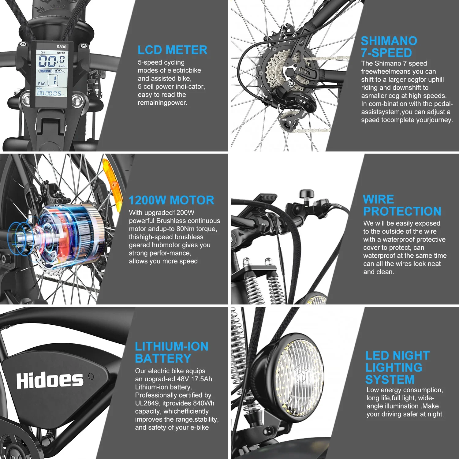 Hidoes B3 Electric E-bike Adult Electric Commuter Bikes, Electric Mountain E Bike Bicycles with 26