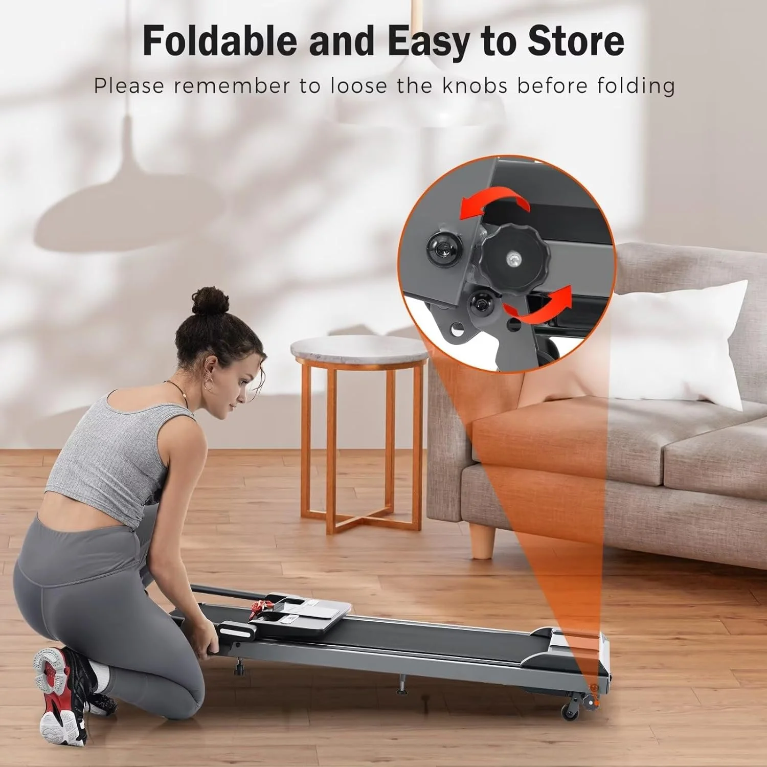 Folding Electric Treadmill Motorized Running Machine with Bluetooth Speaker 12 Perset Programs Walking Jogging Treadmill for Office Home Gym,Max Wight 300lb - Womvr