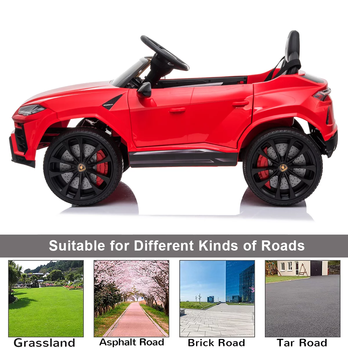 FUNTOK Lamborghini Urus 12V Electric Powered Ride on Car for Kids, with Remote Control, Foot Pedal, MP3 Player and LED Headlights - Womvr