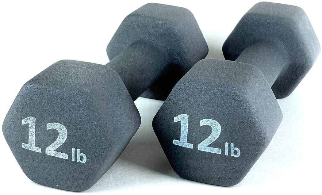 Rainforest Basics Neoprene 5 Lbs. Hex Dumbbells Hand Weights, Set of 2 - Womvr