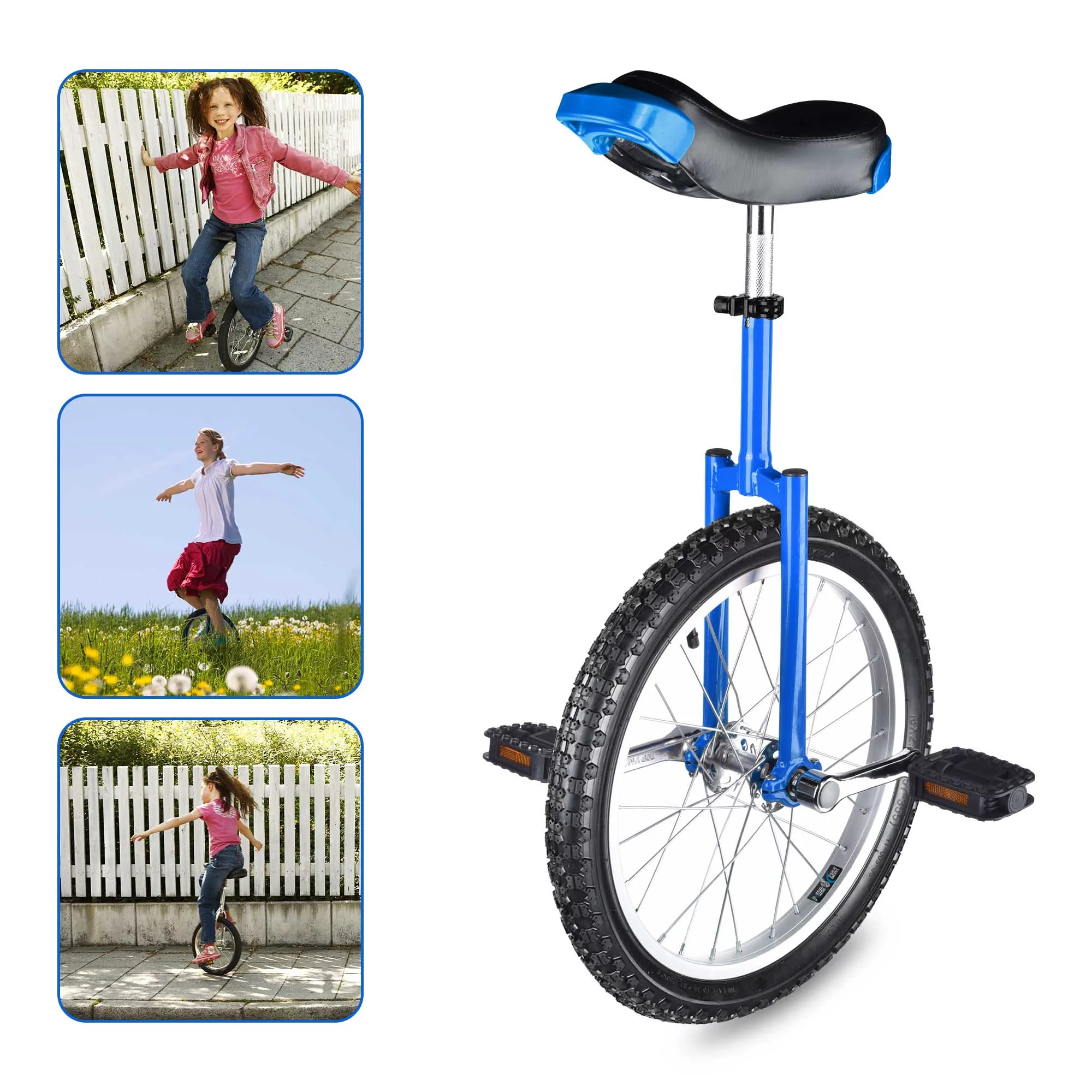 Yescom 18 In Wheel Outdoor Unicycle Skid-proof Tire Fitness Bicycle Balance Training for Adults Teenagers Kids, Silver - Womvr