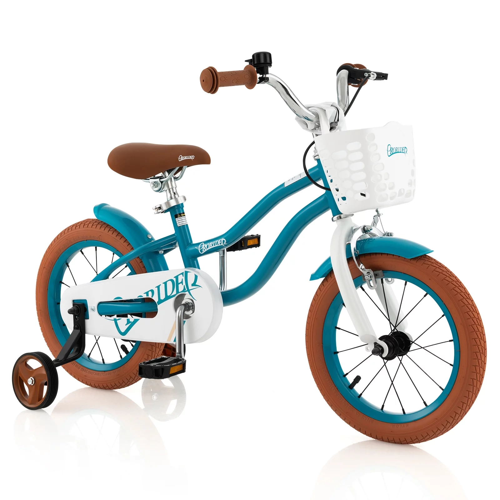 Costway 14'' Kid's Bike with Removable Training Wheels & Basket for 3-5 Years Old Pink - Womvr