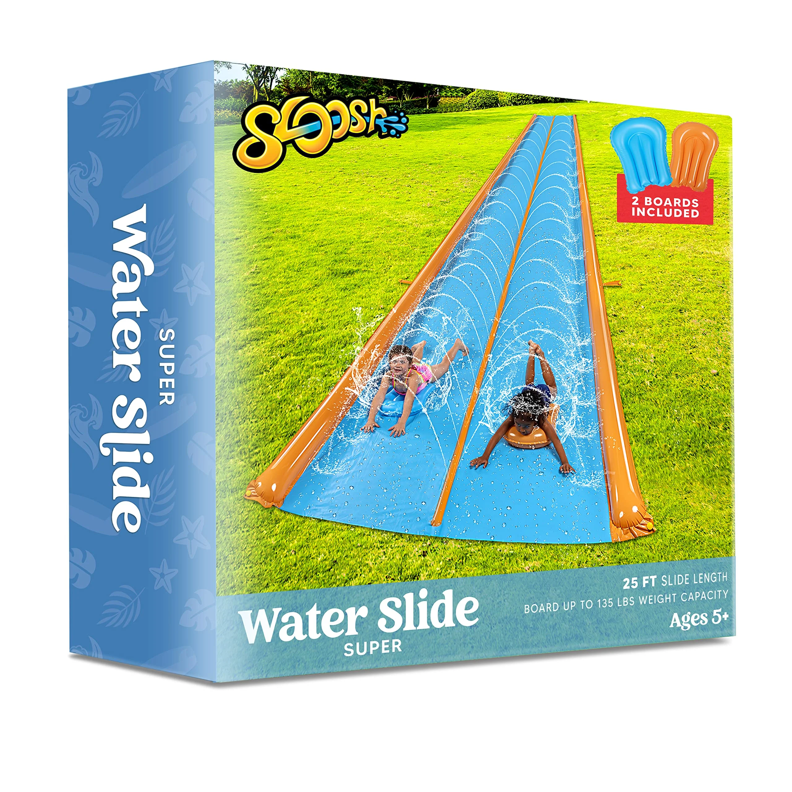 Syncfun 25ft x 7ft Double Water Slide for Adult Kids, Heavy Duty Lawn Water Slide with Sprinkler and 2 Slip Inflatable Boards for Summer Yard Lawn Outdoor Water Play Activities - Womvr