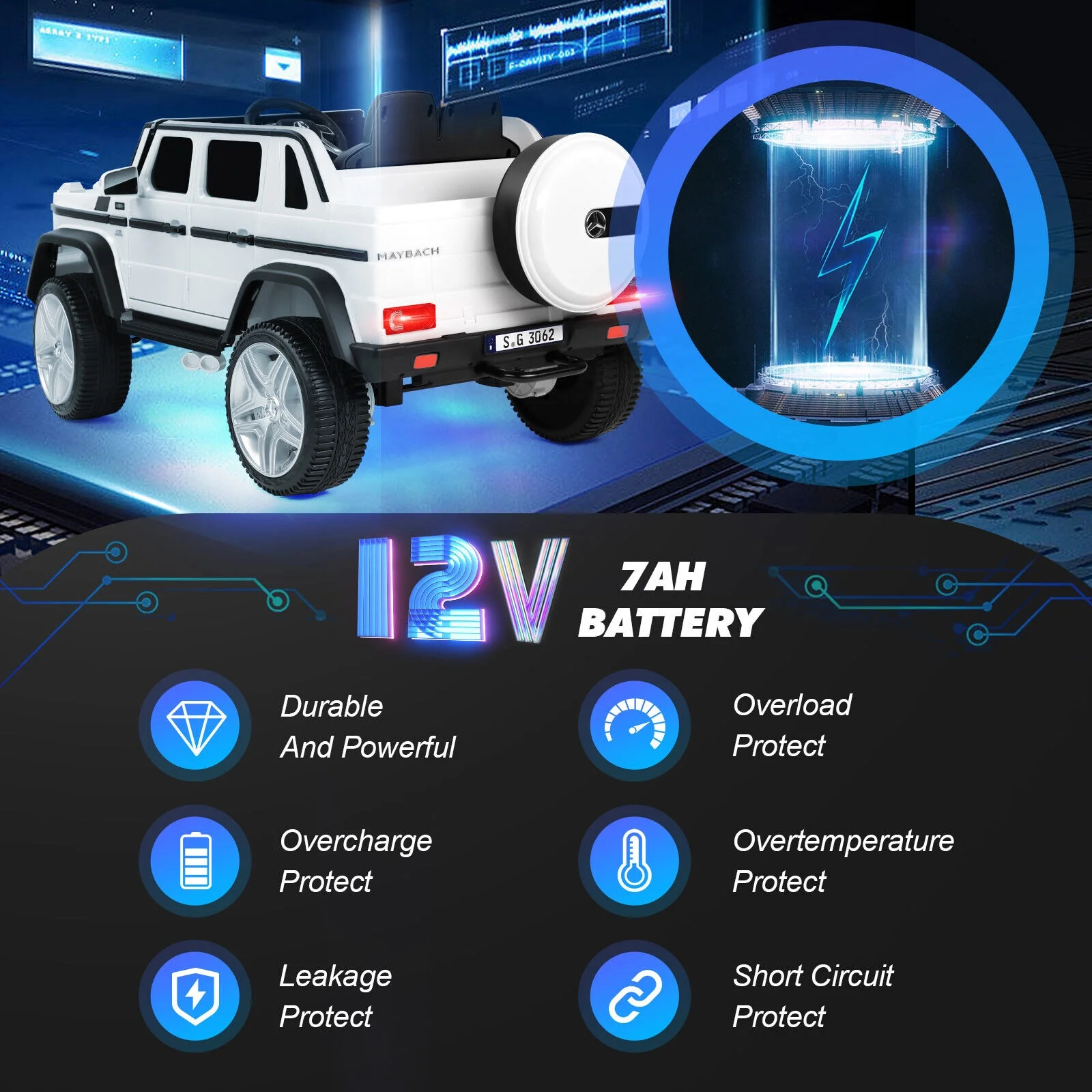 JOYLDIAS 12V Kids Ride on Car 3 Speeds Licensed Mercedes-Benz Electric Toy w/ Bluetooth, Remote Control, LED Lights (Pink) - Womvr