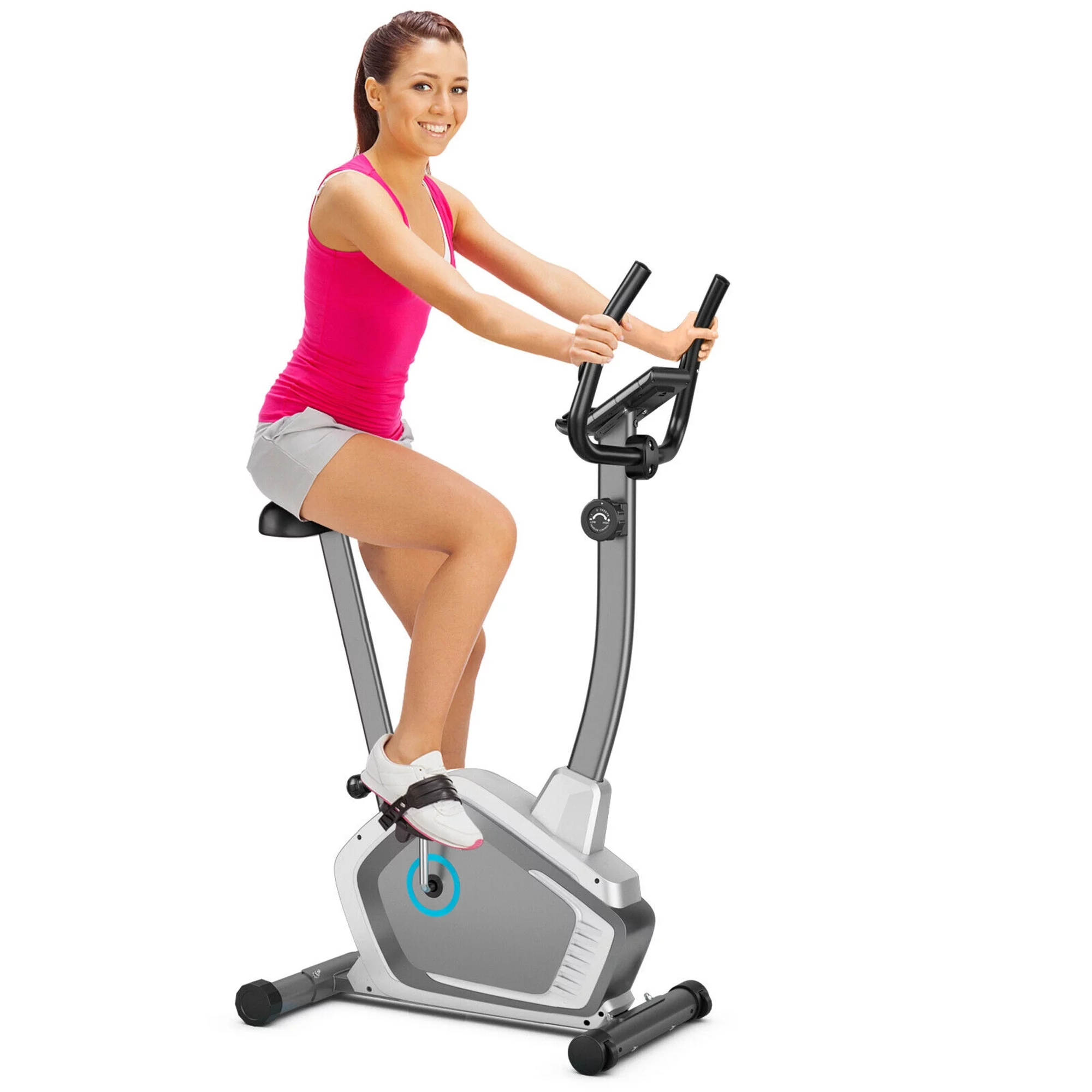 Gymax Magnetic Upright Exercise Bike Cycling Bike W/Pulse Sensor 8-Level Fitness - Womvr