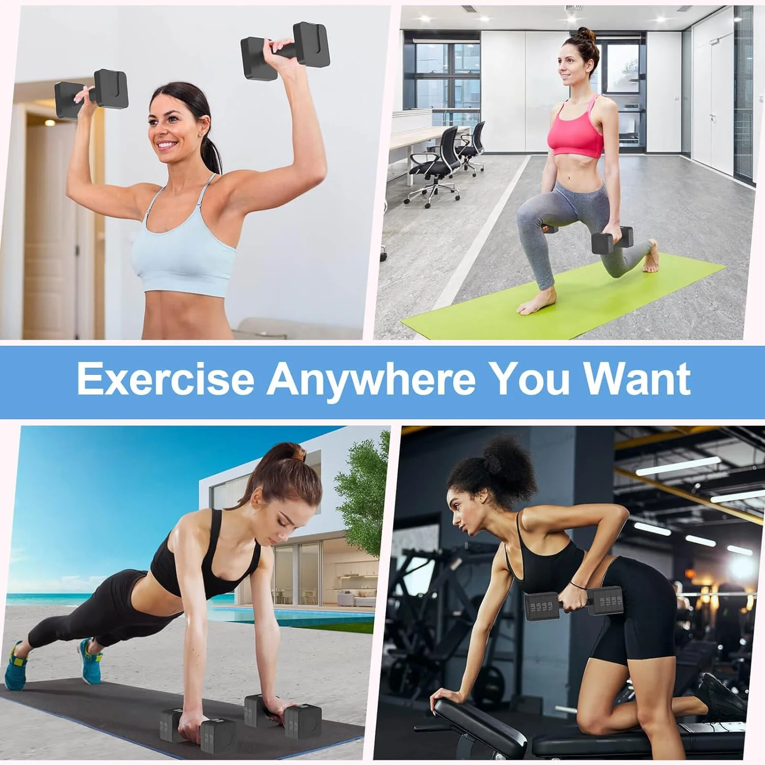 Adjustable Dumbbells Set of 2, Hand Weights Sets with 5 Levels 3lb, 5lb, 7lb, 9lb, 11lb, Adjustable Weight Dumbbells for Women/Men Home Gym Full Body Workout - Womvr